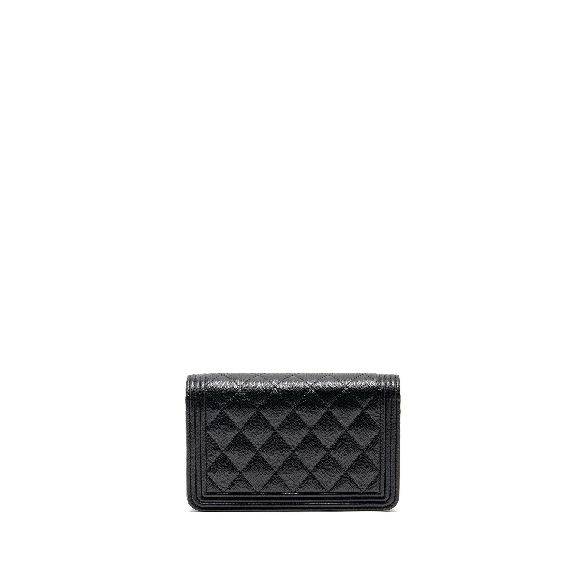 Chanel Boy on caviar ruthenium SHW microchip Black Wallet Case