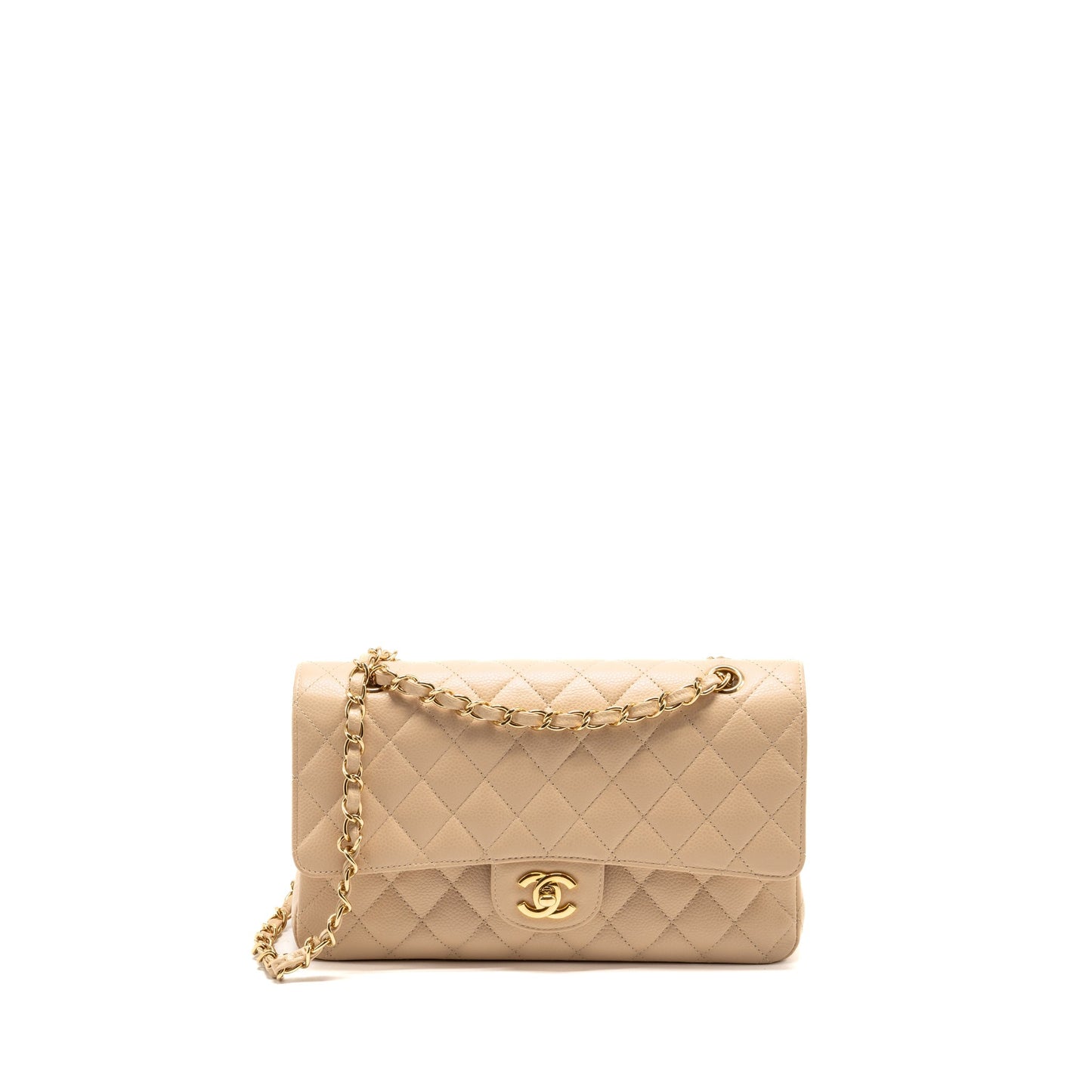 Chanel Classic Double Flap Caviar GHW Beige Shoulder Bag Ghw 4