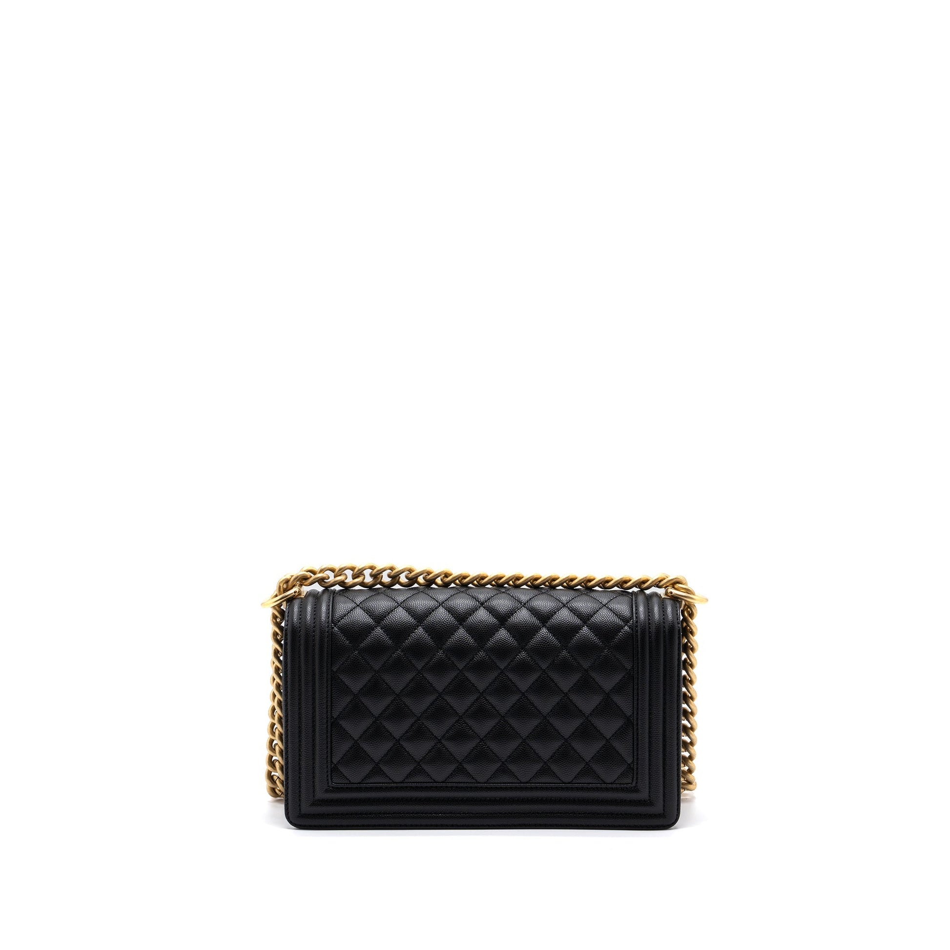 Chanel Classic Boy Caviar Brushed GHW microchip Black Handbag