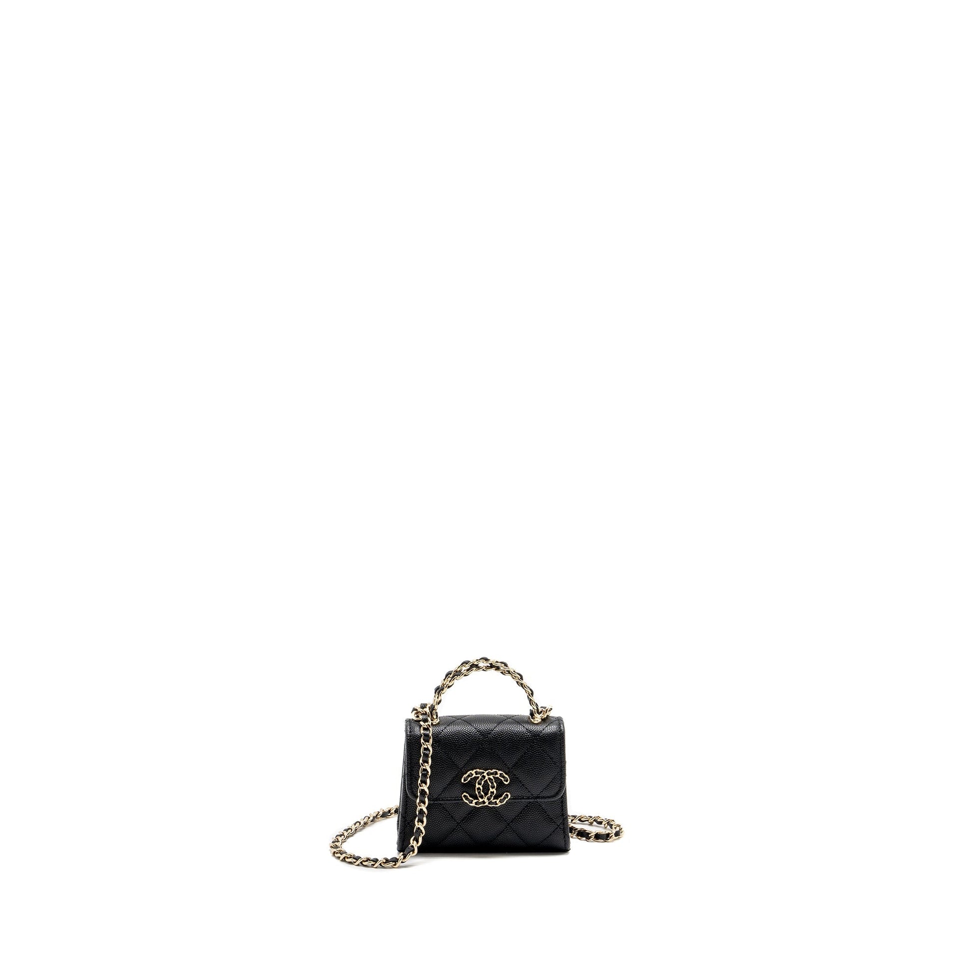 Chanel Top Handle Flap Caviar LGHW Microchip Black Shoulder Bag Black Lghwmicrochip