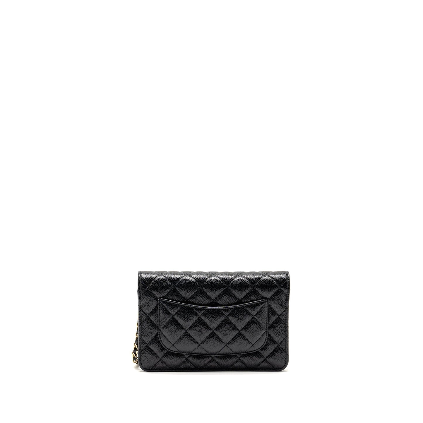 Chanel Classic On Caviar GHW Microchip Black Wallet Case Bag Black