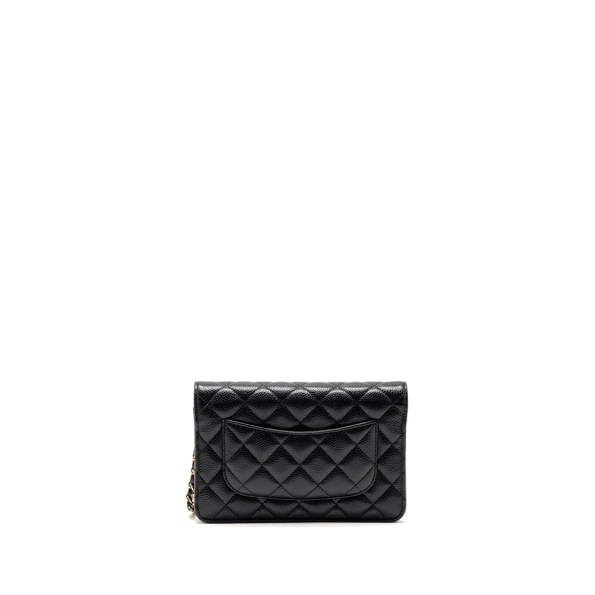 Chanel Classic On Caviar GHW Microchip Black Wallet Case Bag Black