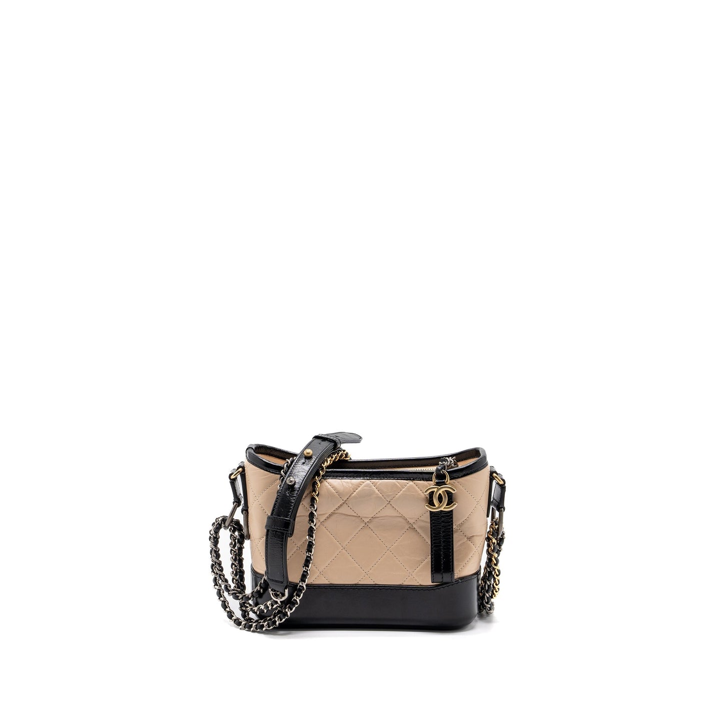Chanel Gabrielle hobo calfskin hardware Multicolor Black Beige Small Shoulder Bag