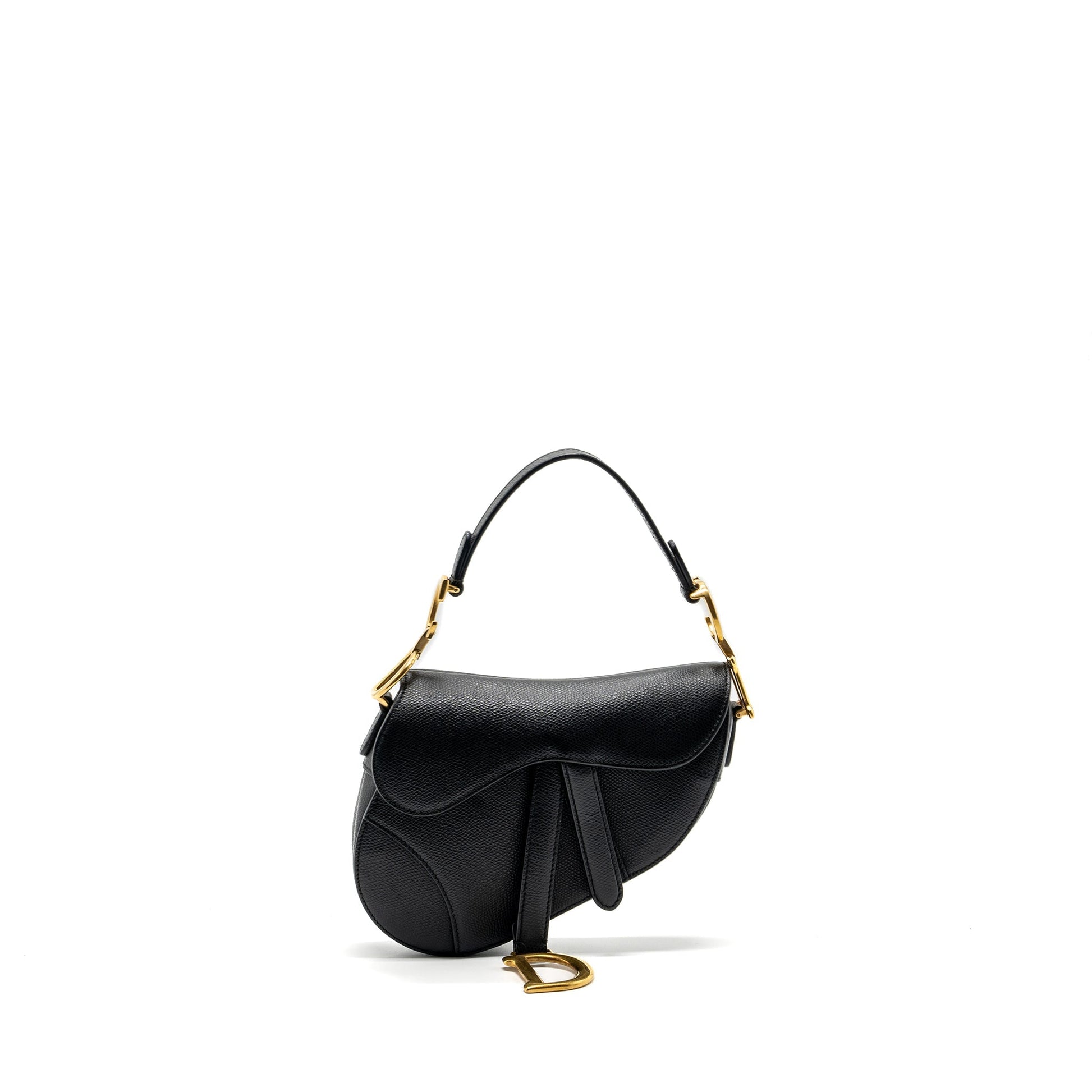 Dior Saddle Purse Grained Calfskin Handbag Black Mini Travel Bag