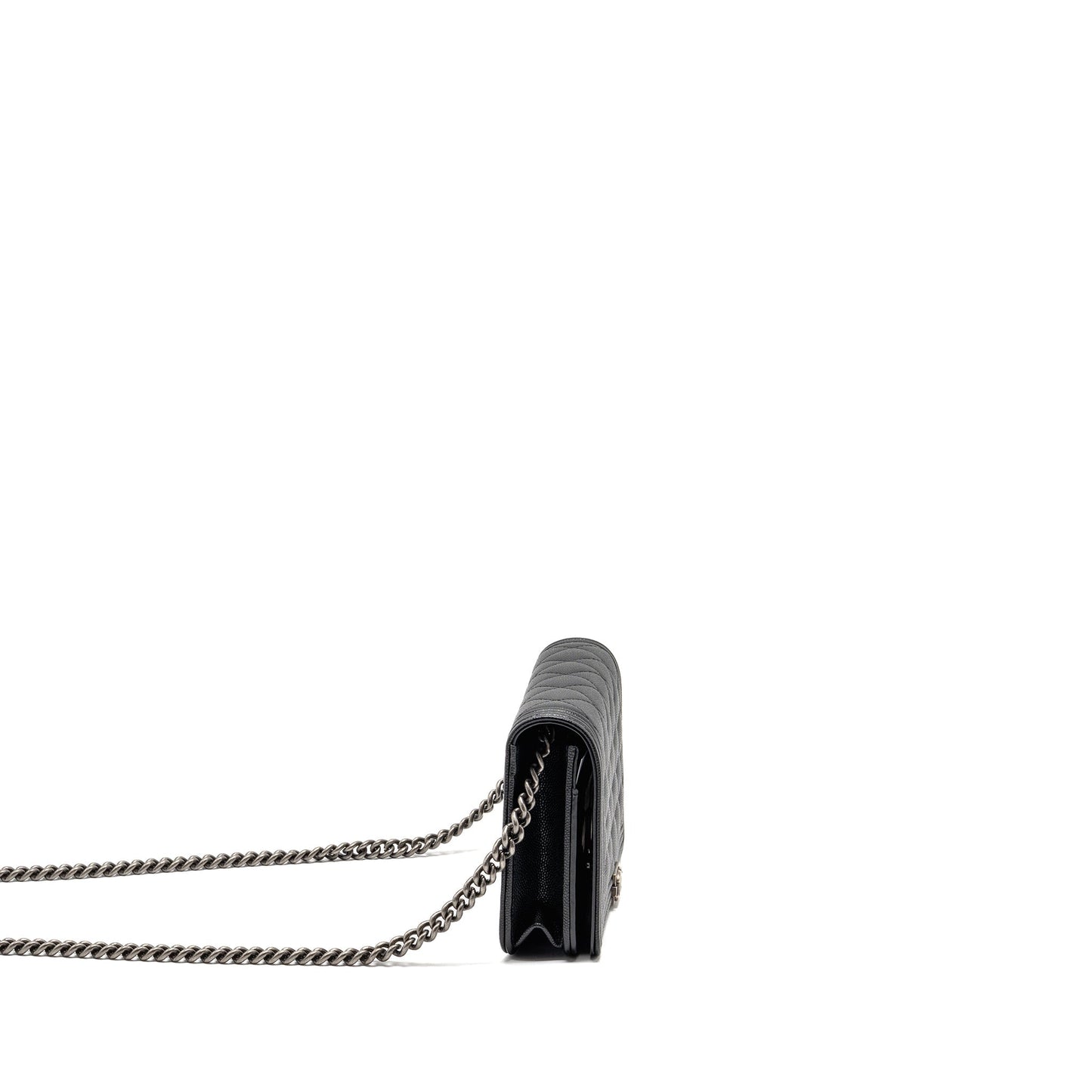Chanel Boy on caviar ruthenium SHW microchip Black Wallet Case