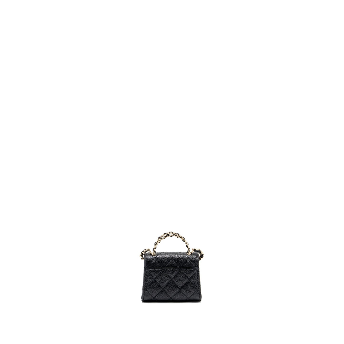 Chanel Top Handle Flap Caviar LGHW Microchip Black Shoulder Bag Black Lghwmicrochip