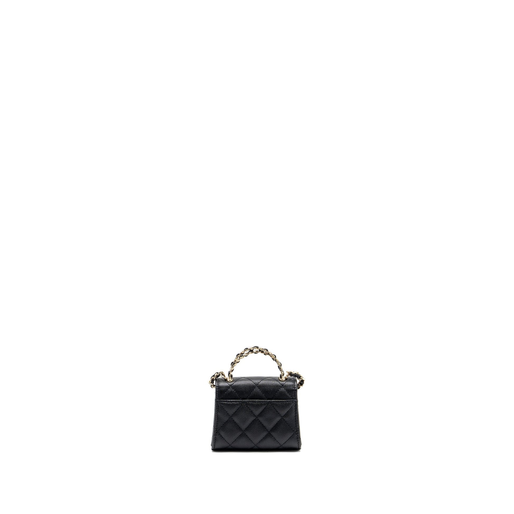 Chanel Top Handle Flap Caviar LGHW Microchip Black Shoulder Bag Black Lghwmicrochip