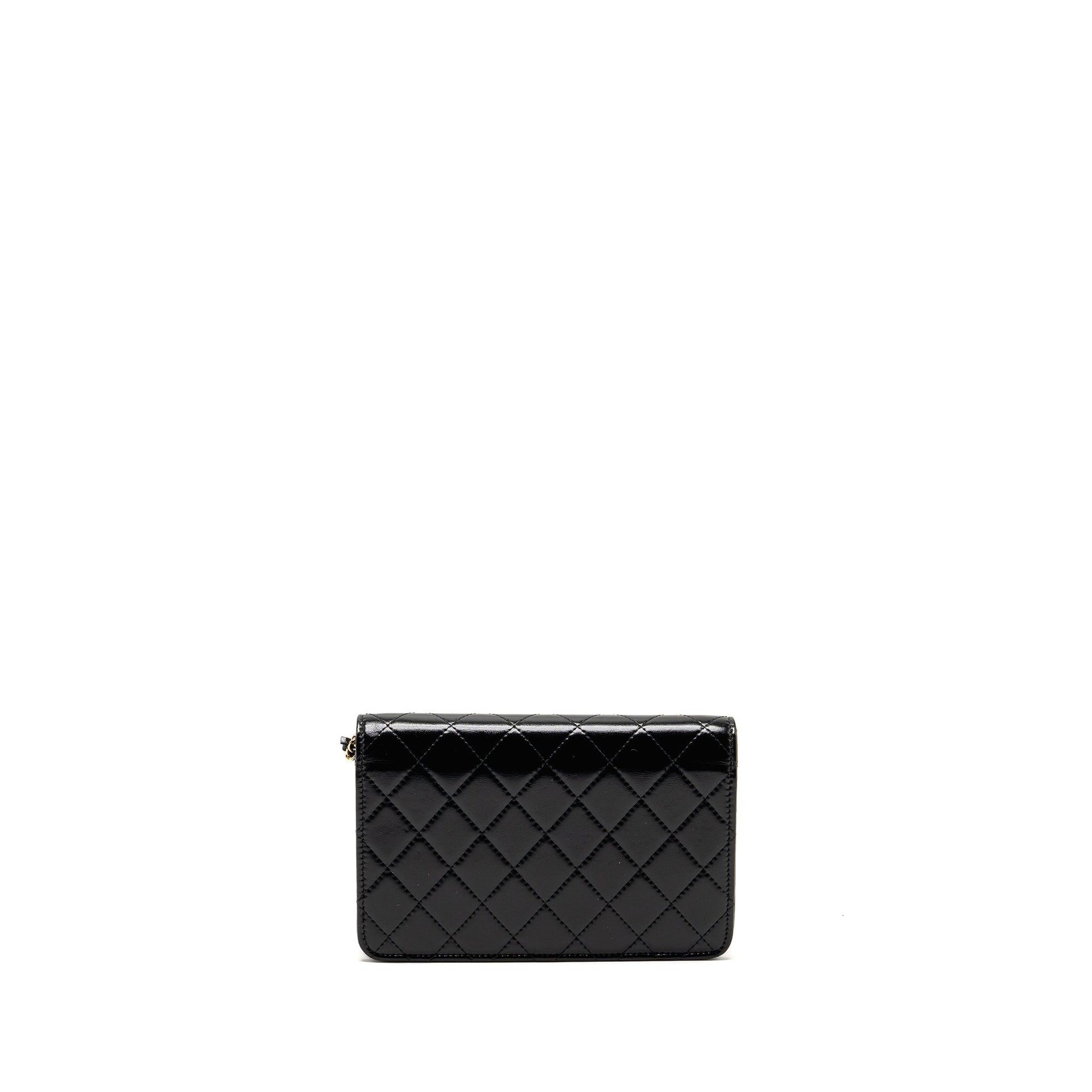 Chanel 24c 31 On Shiny Calfskin LGHW Black Wallet Case