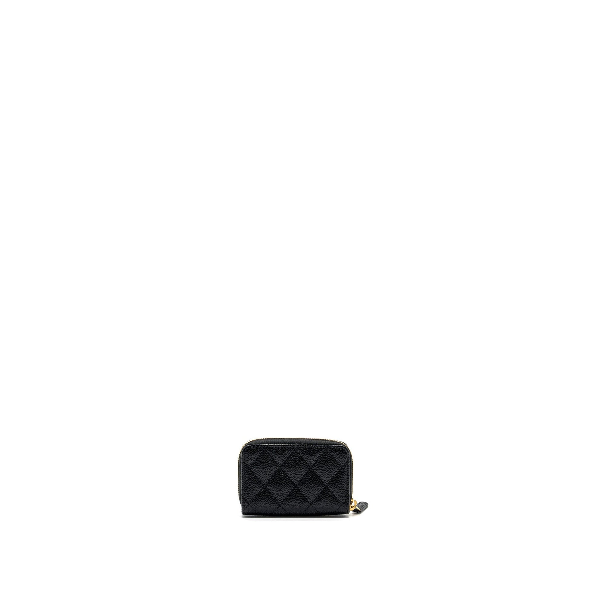 Chanel Zip Card Holder Caviar GHW Black Wallet Case