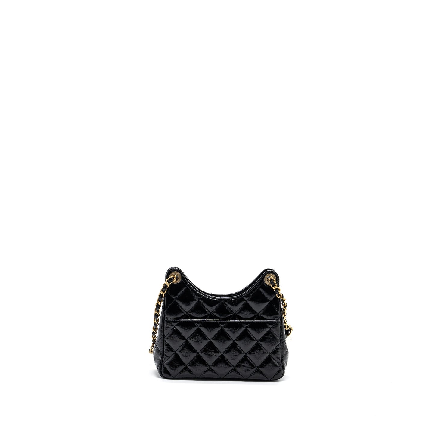 Chanel 23C HOBO Shiny Calfskin GHW Microchip Black Small Shoulder Bag