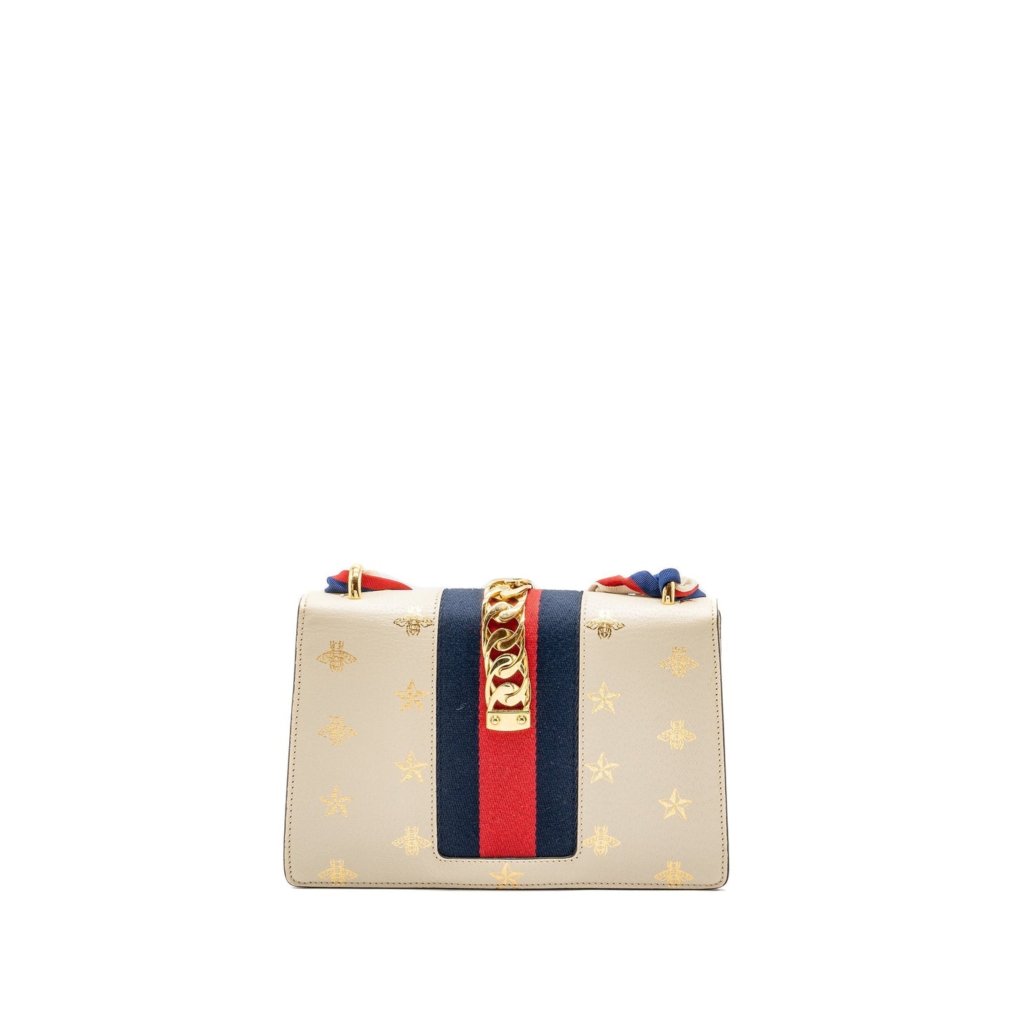 Gucci Sylvia Bag Bee And Star Printed Calfskin White Small Travel Bag