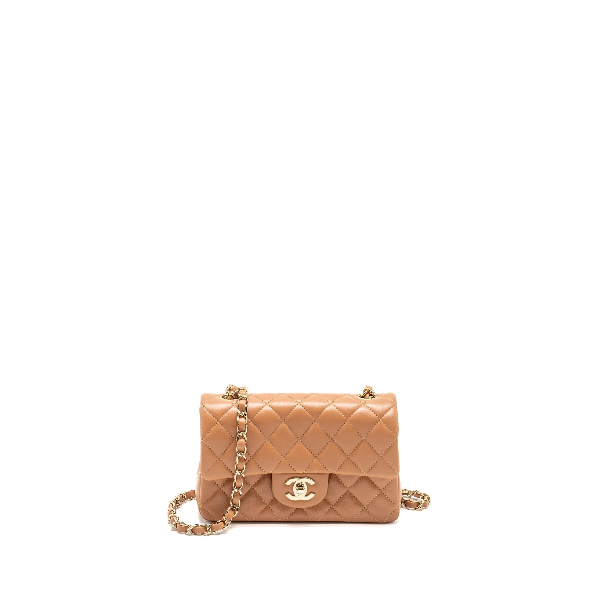 Chanel Rectangular Flap Lambskin Dark LGHW Beige Shoulder Bag