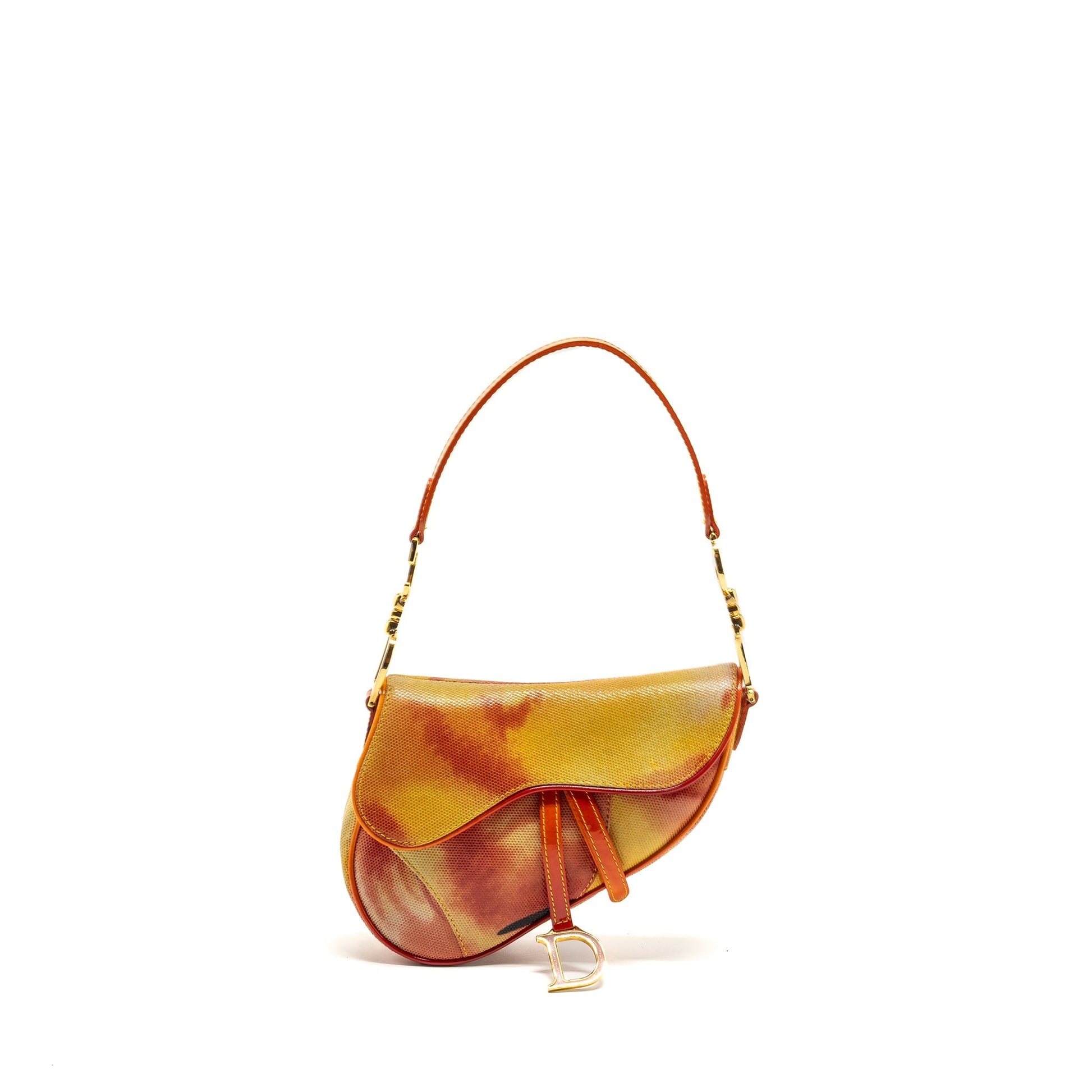Dior Saddle Purse Fabric Multicolour Handbag Leather Mini Travel Bag