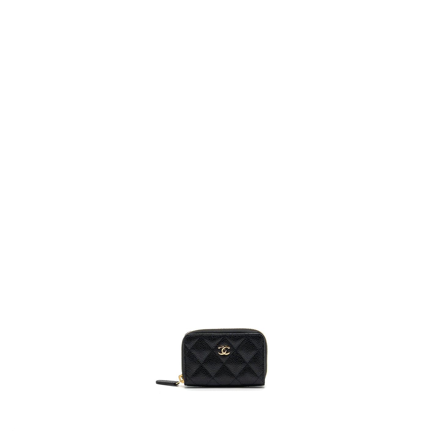 Chanel Zip Card Holder Caviar GHW Black Wallet Case