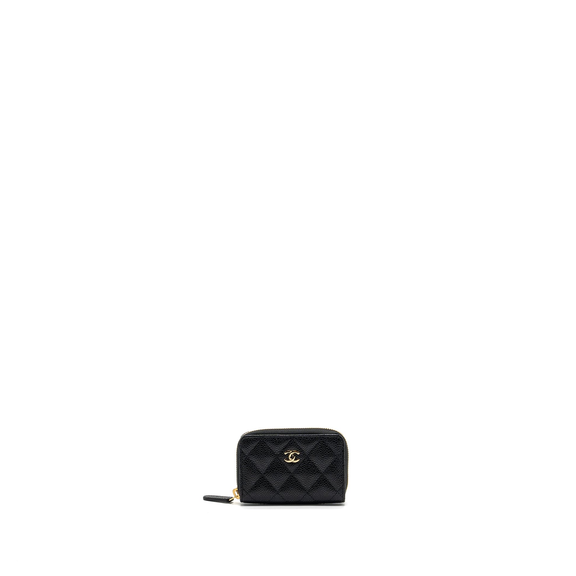 Chanel Zip Card Holder Caviar GHW Black Wallet Case