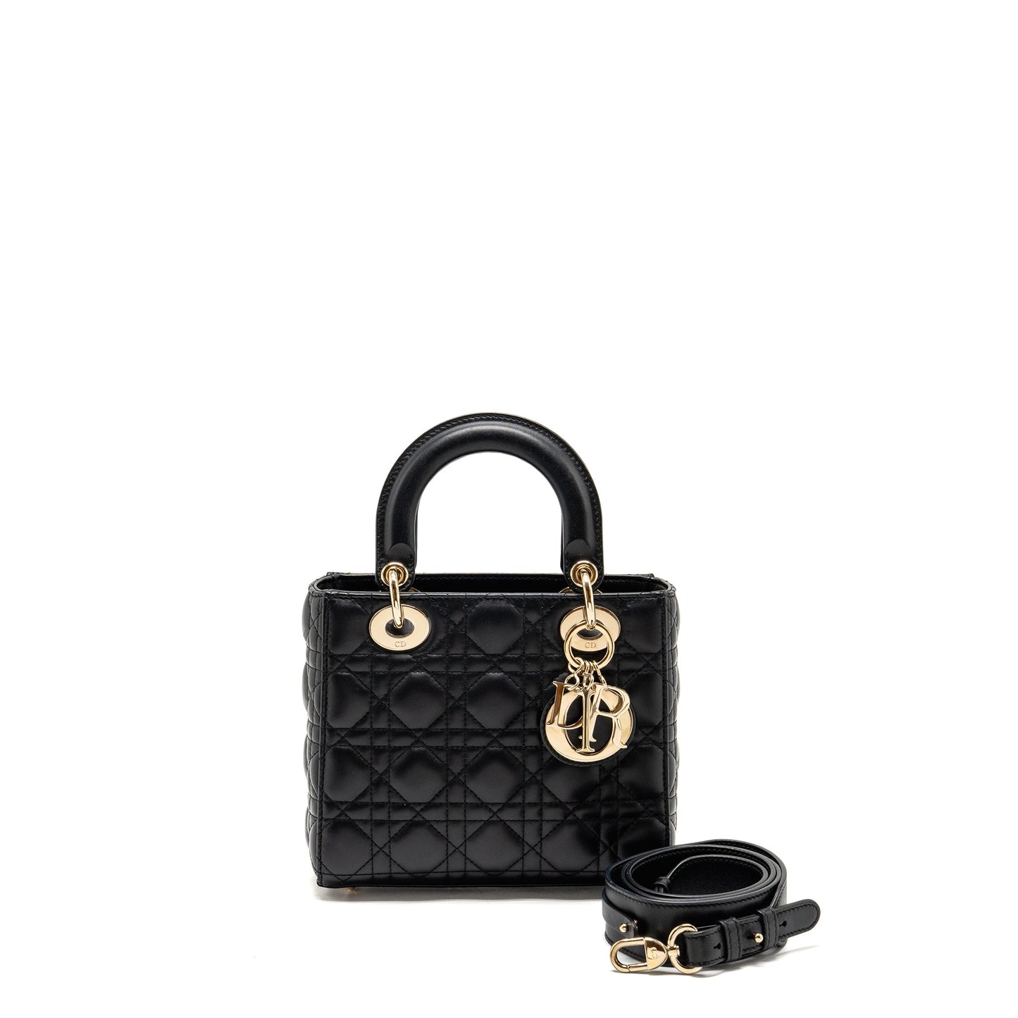 Dior My Lady Lambskin Handbag Black Small Travel Bag 4