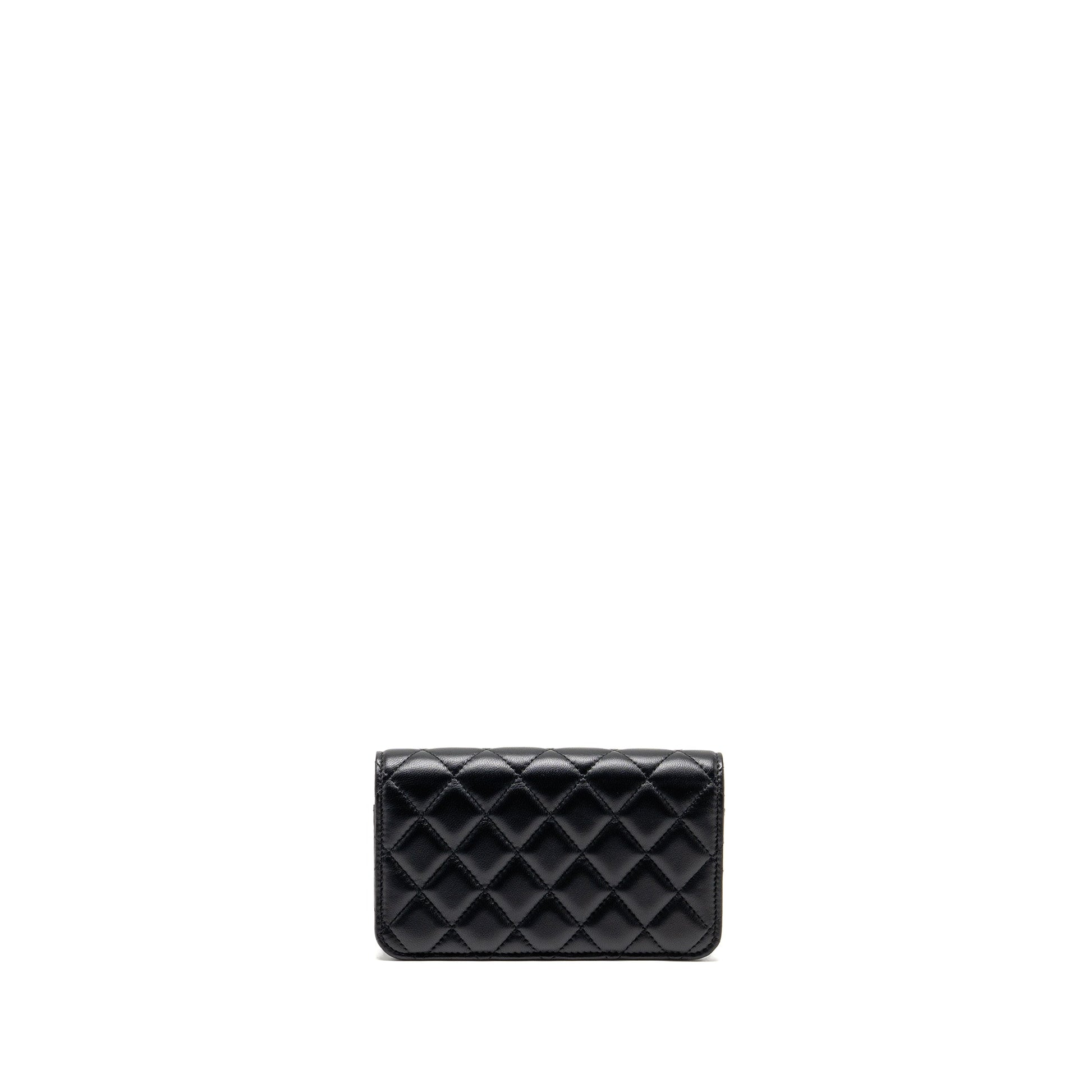 Chanel Pearl Crush On Lambskin GHW microchip Black Wallet Case 9