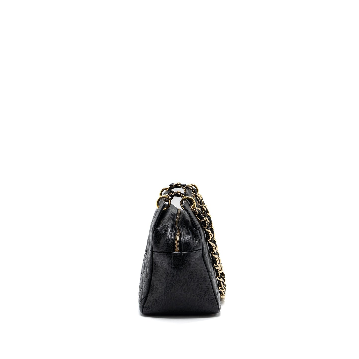 Chanel CC logo shopping caviar GHW Black Small Tote Bag