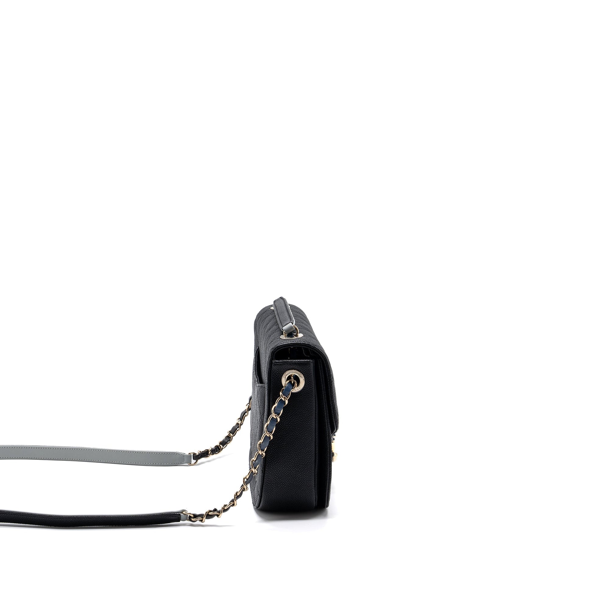 Chanel Flap handle Caviar LGHW Multicolour Black Shoulder Bag