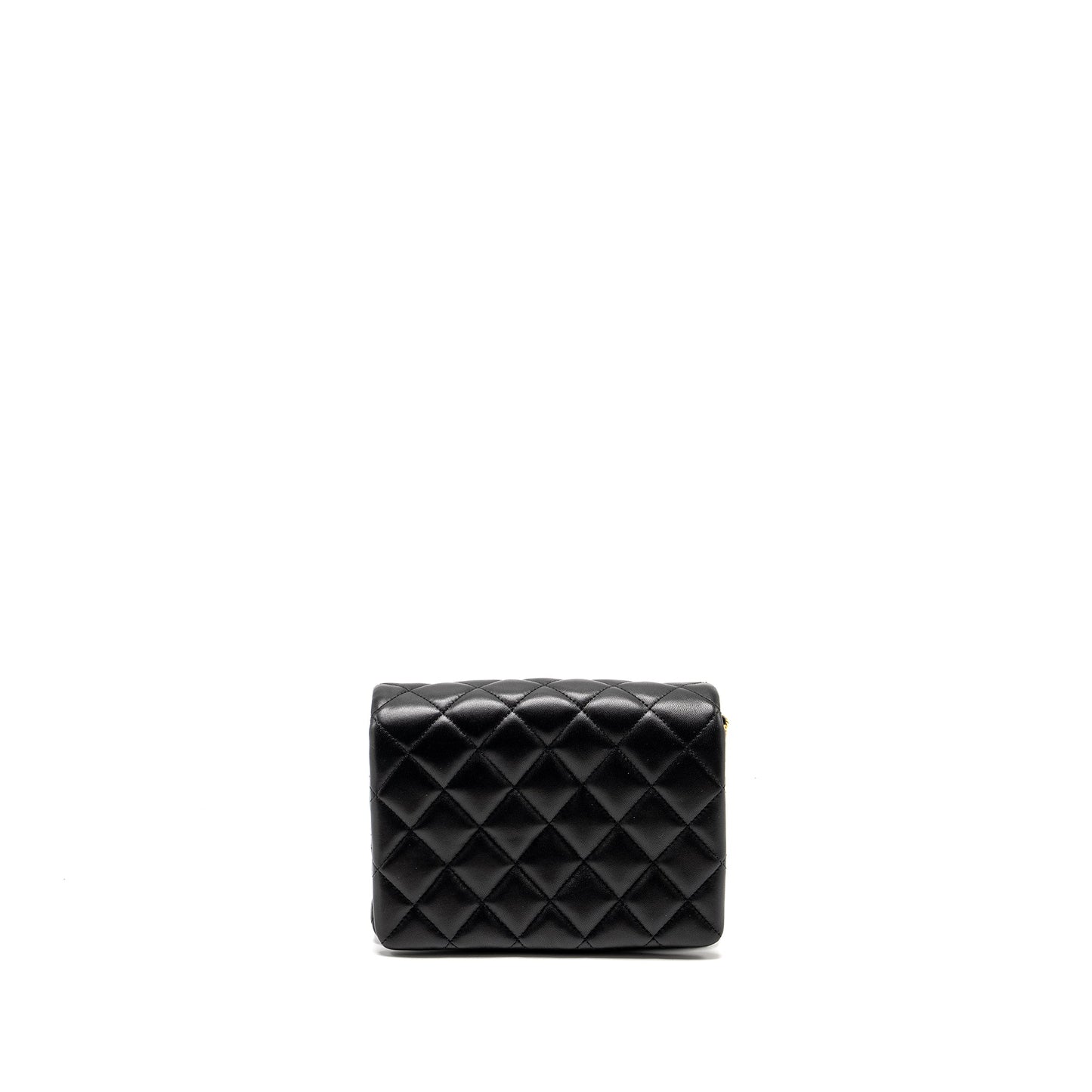 Chanel 22A Button on Flap Lambskin GHW Black Shoulder Bag