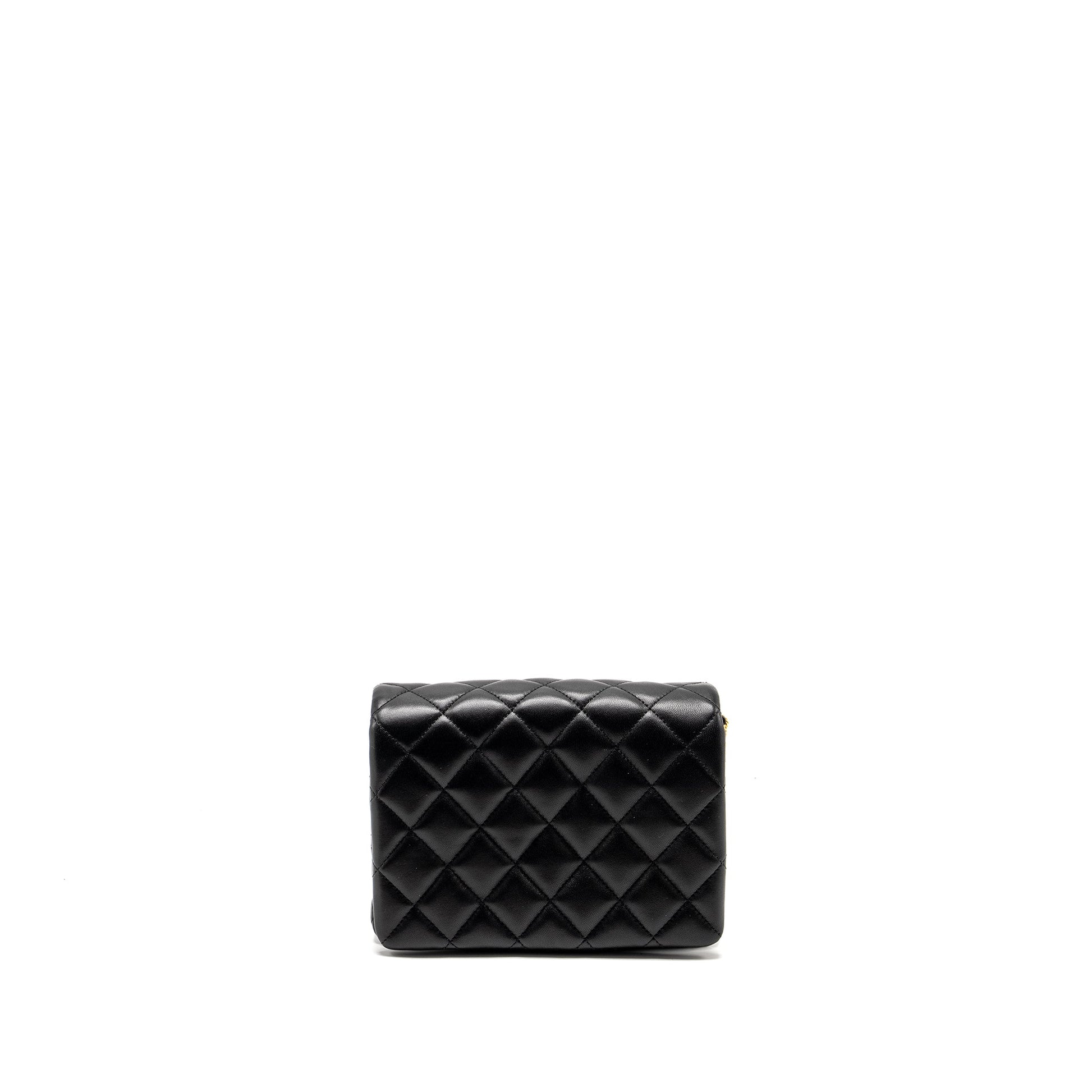 Chanel 22A Button on Flap Lambskin GHW Black Shoulder Bag