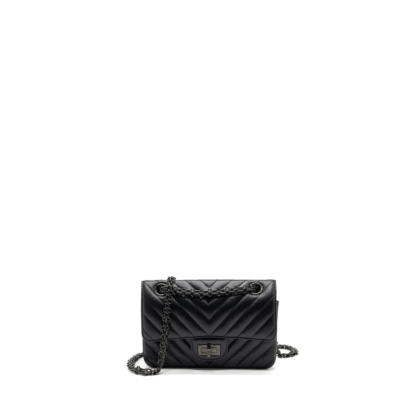 Chanel 2.55 Reissue Flap Chevron Calfskin So Black Shoulder Bag