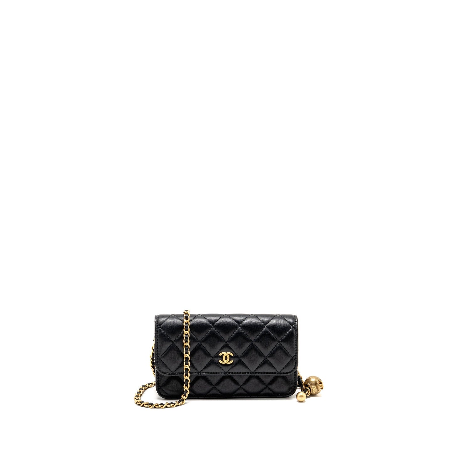Chanel Pearl Crush On Lambskin GHW microchip Black Wallet Case 9