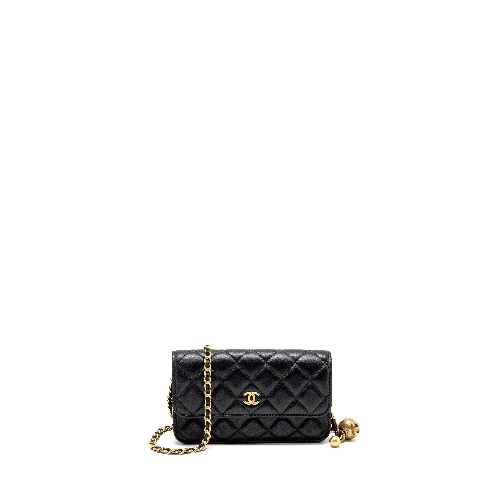 Chanel Pearl Crush On Lambskin GHW microchip Black Wallet Case 9