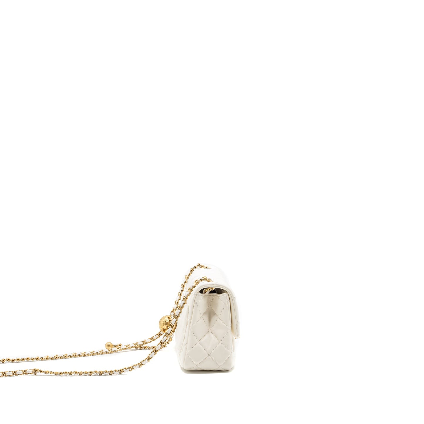 Chanel Pearl crush square flap lambskin GHW White Shoulder Bag Ghw Microchip