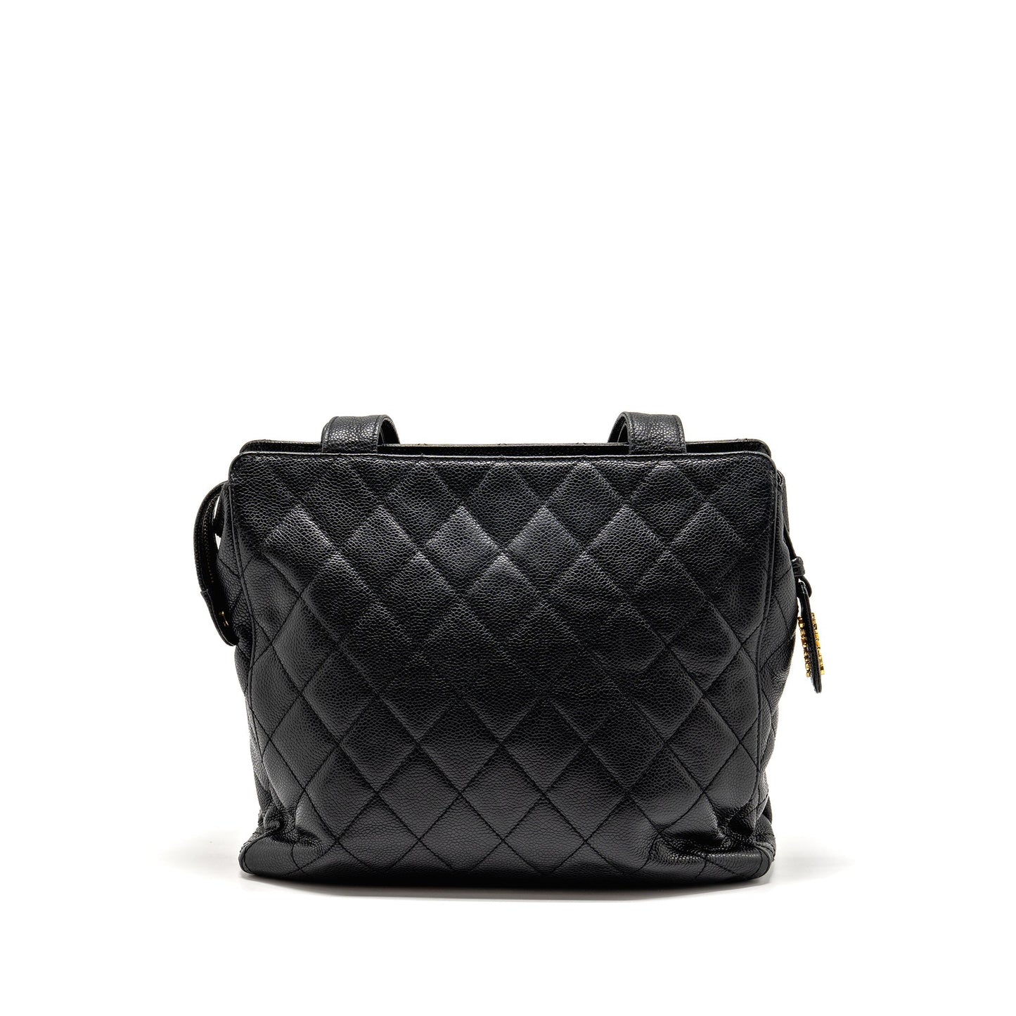 Chanel Quiltede zip caviar GHW Black Shoulder Bag