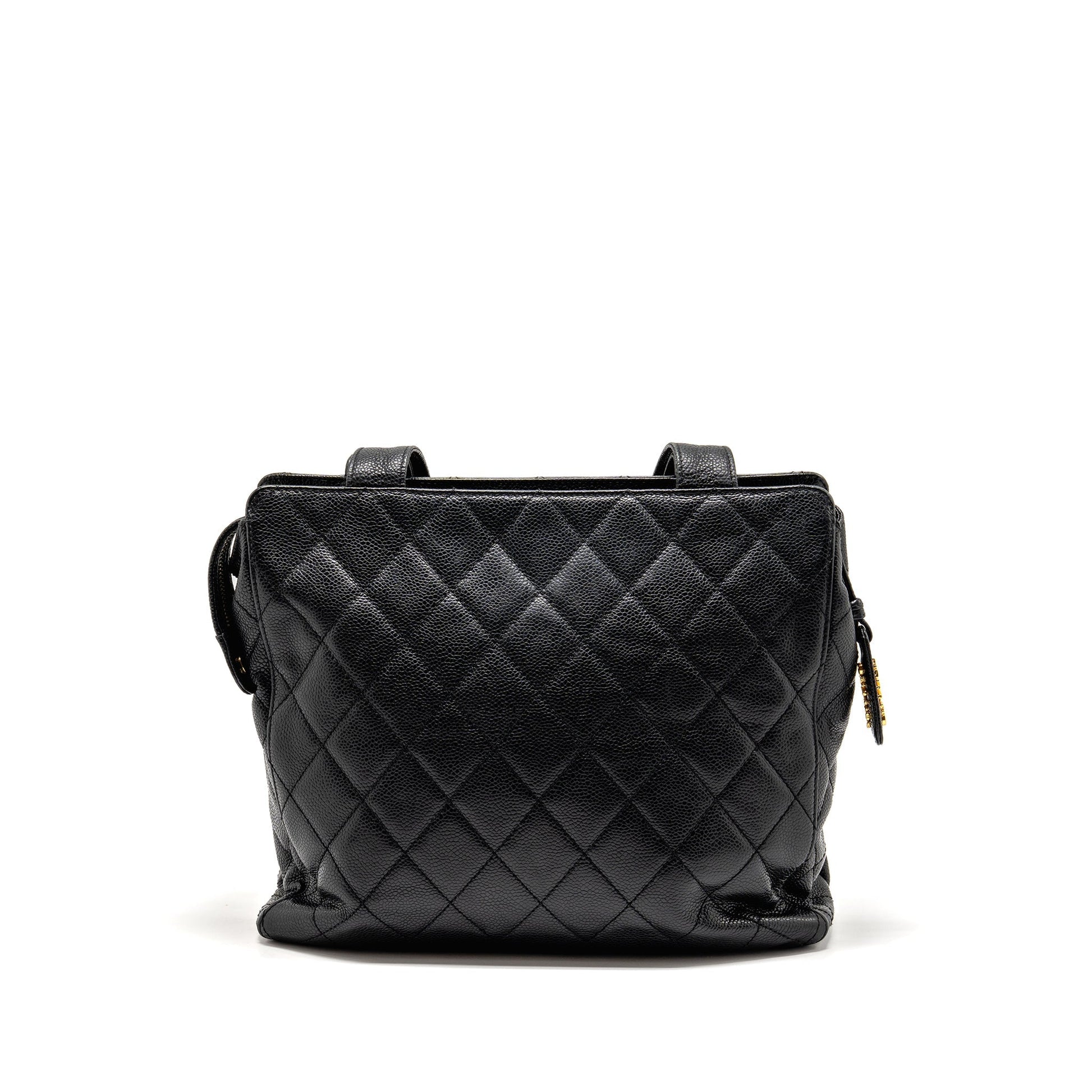 Chanel Quiltede zip caviar GHW Black Shoulder Bag