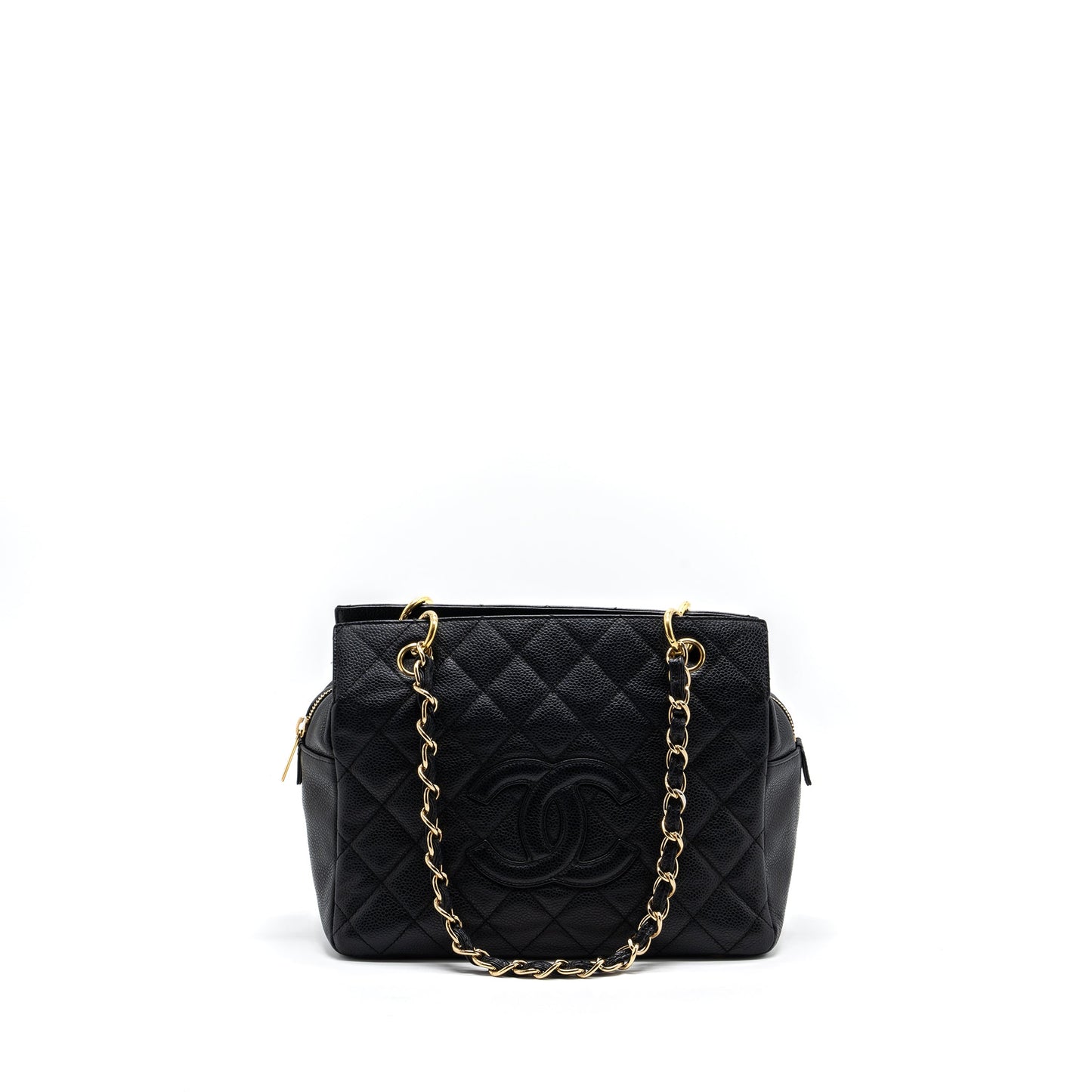 Chanel CC logo shopping caviar GHW Black Small Tote Bag