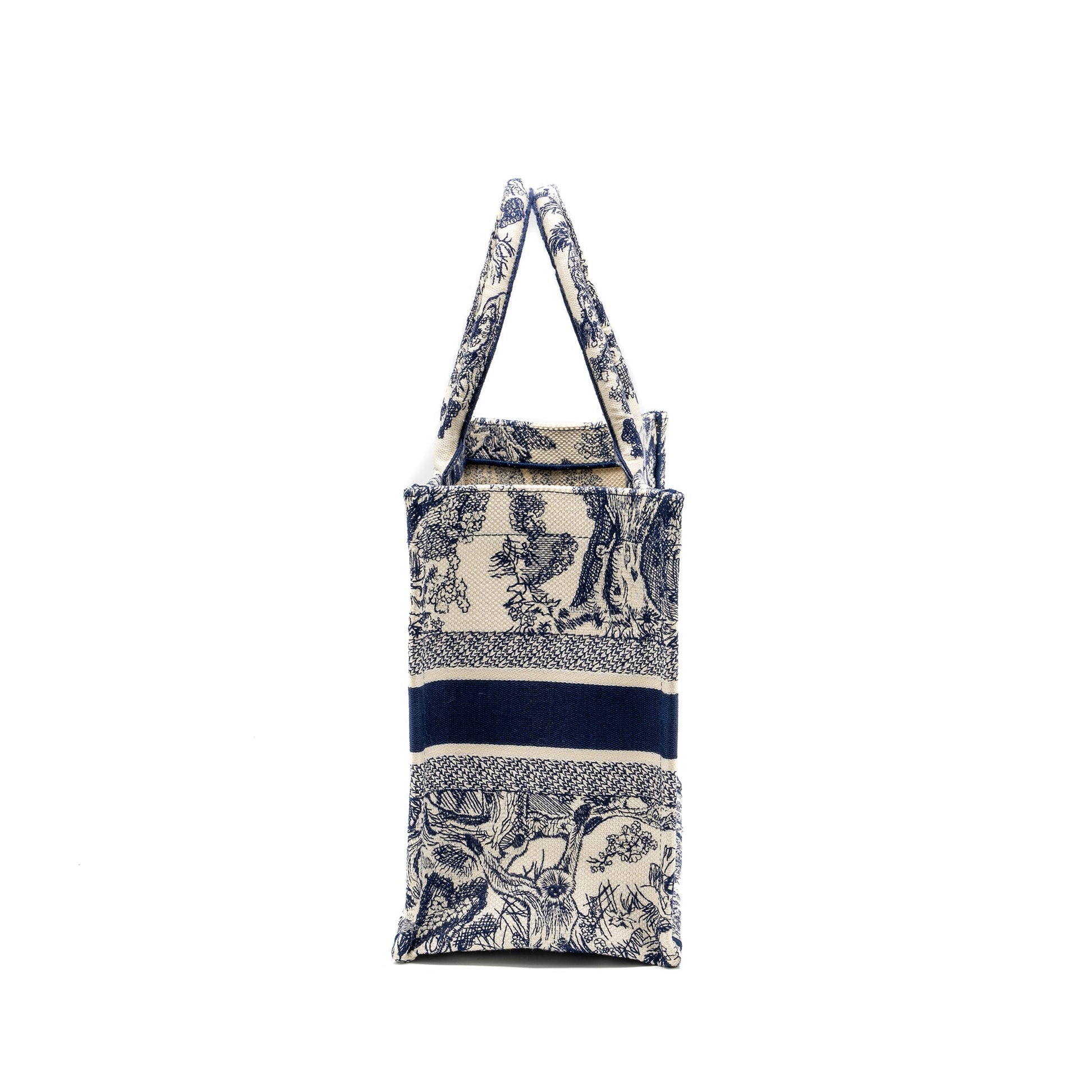 Dior Book Tote Toile De Jouy Embroidery Handbag Canvas Blue Tote Bag