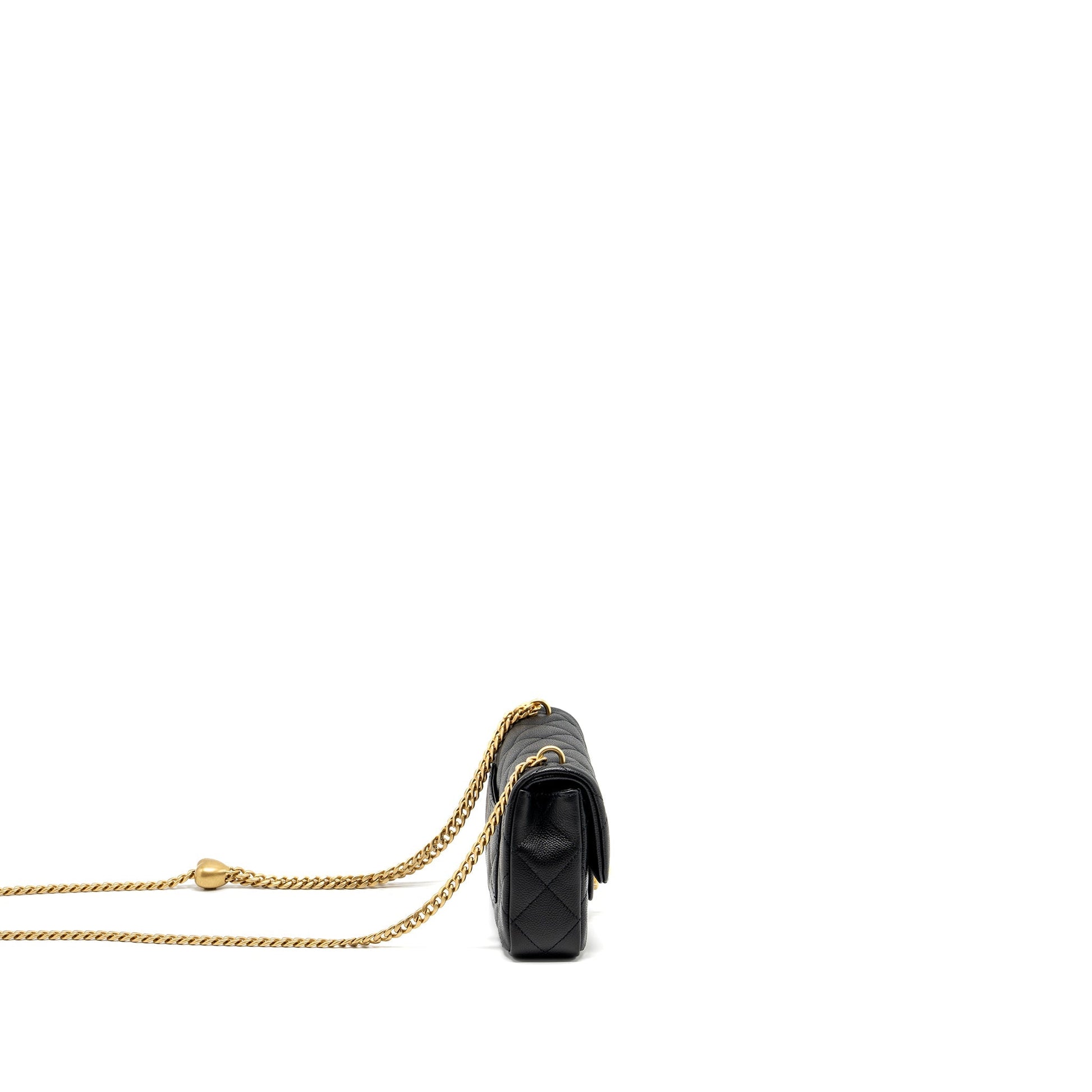 Chanel 24p Coco Love Flap Adjustable Caviar Black Shoulder Bag