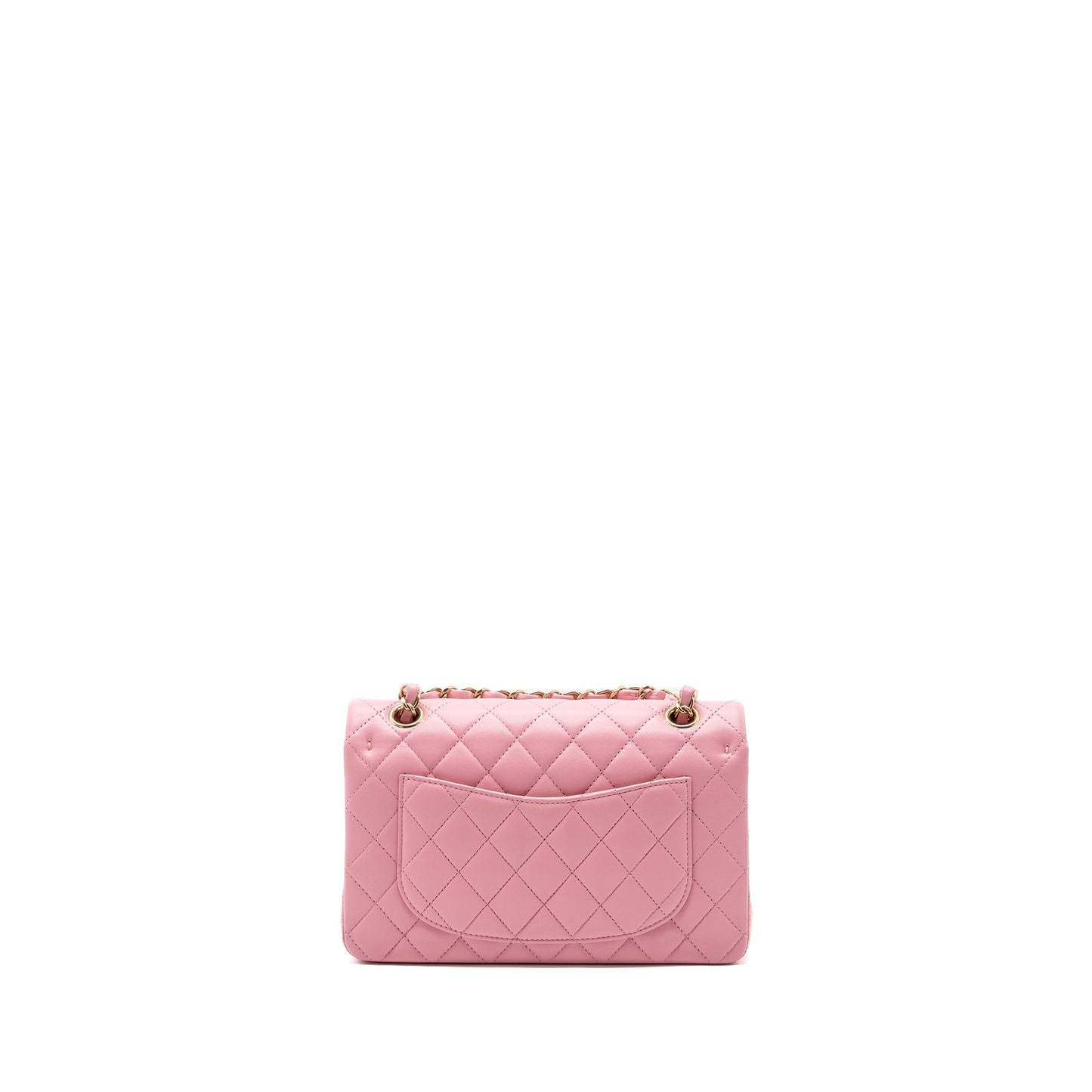Chanel Classic Double Flap Lambskin LGHW Microchip Pink Small Shoulder Bag