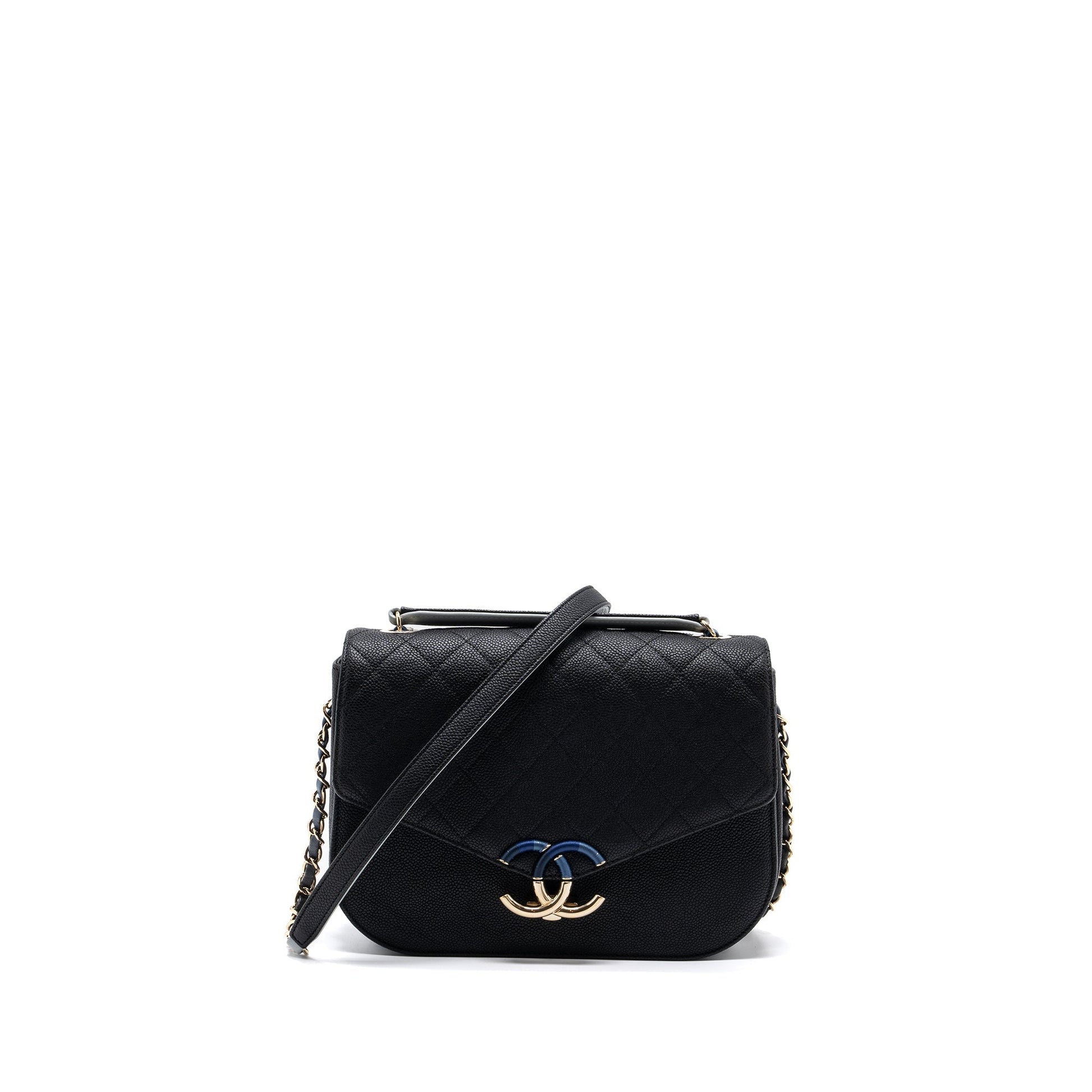 Chanel Flap handle Caviar LGHW Multicolour Black Shoulder Bag