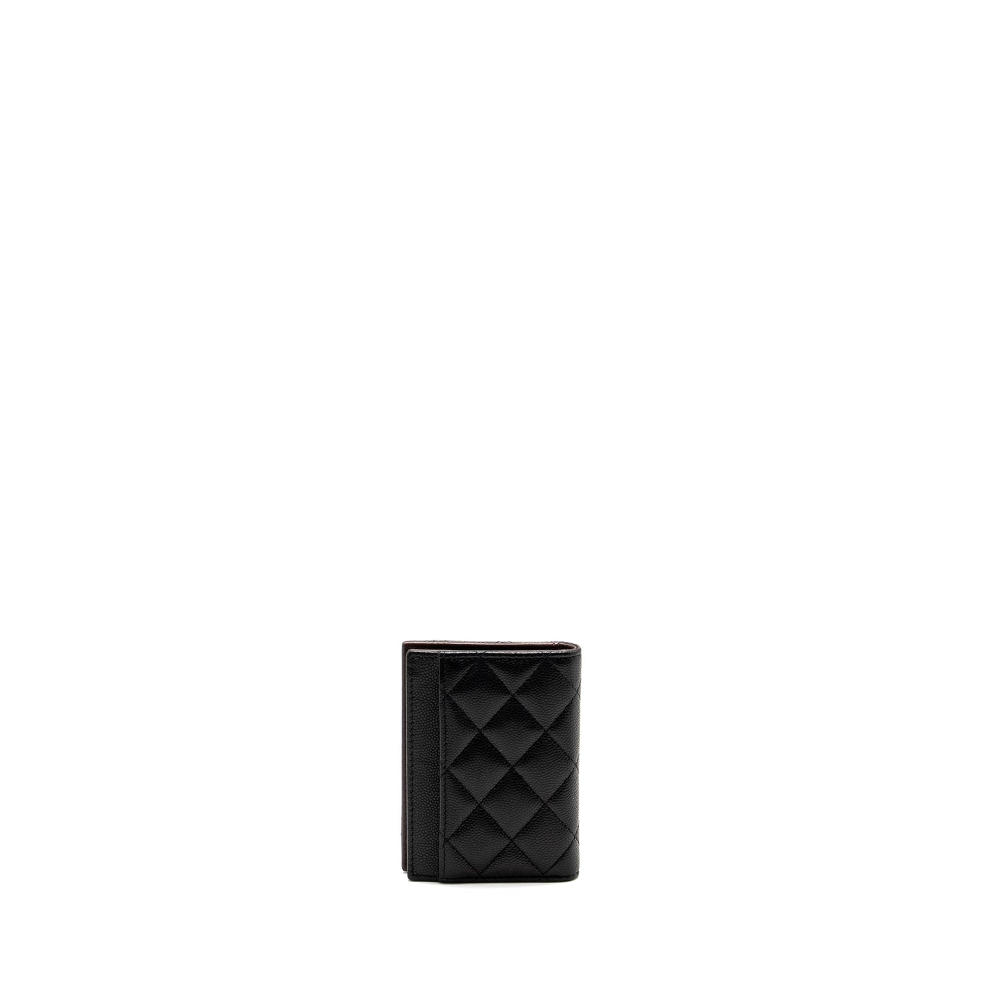 Chanel Compact Card Holder Caviar LGHW Black Wallet Case
