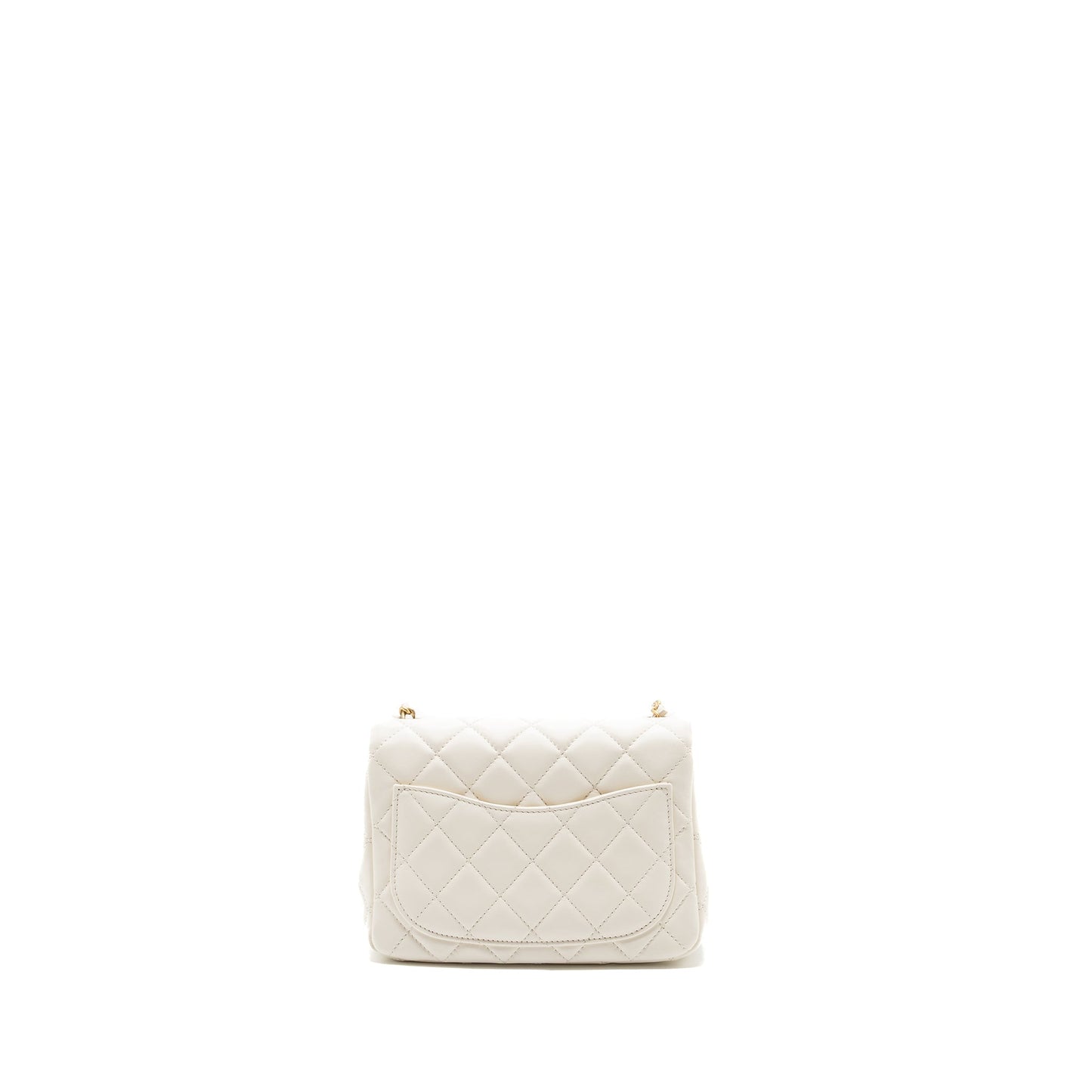 Chanel Pearl crush square flap lambskin GHW White Shoulder Bag Ghw Microchip