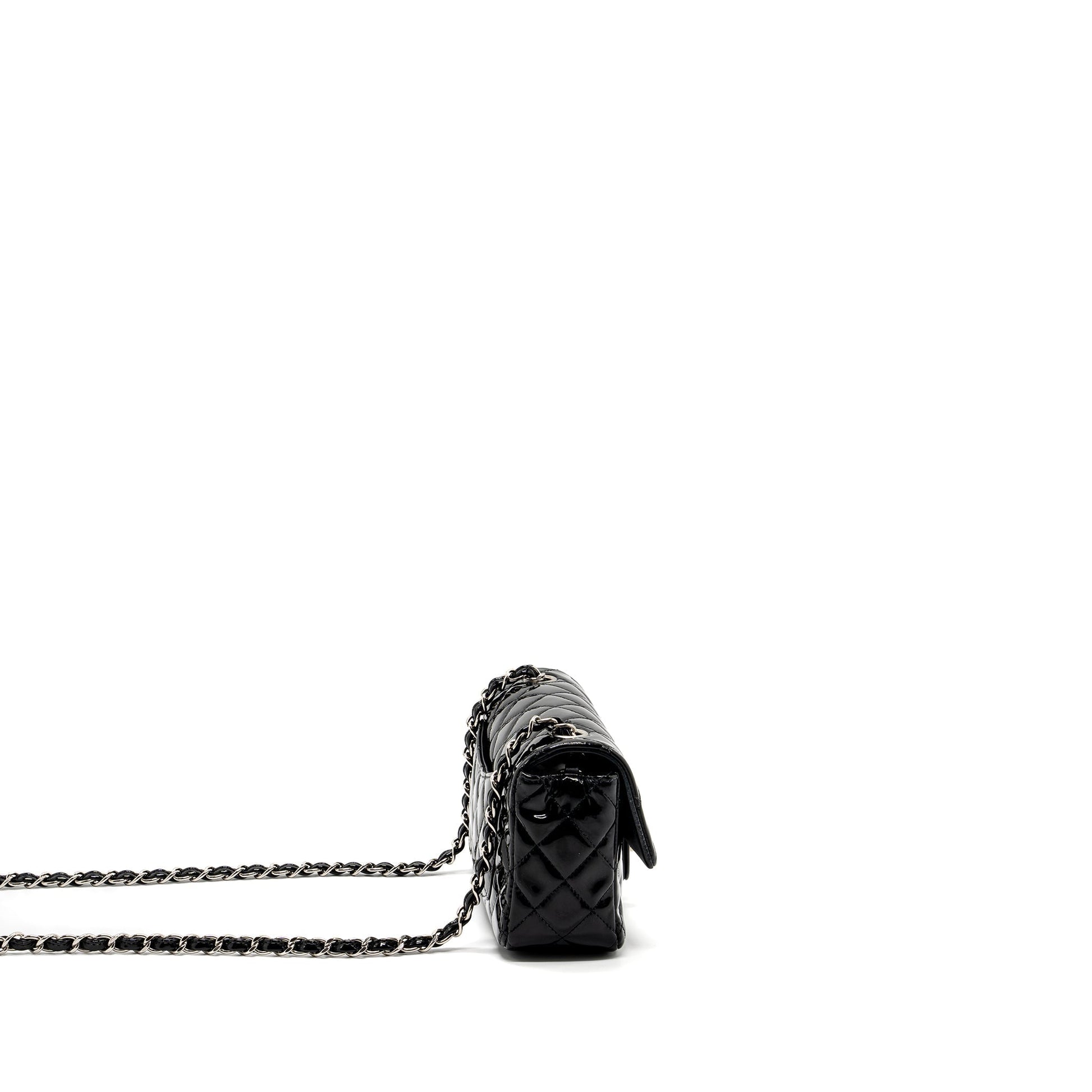 Chanel Rectangular Flap Patent SHW Black Shoulder Bag