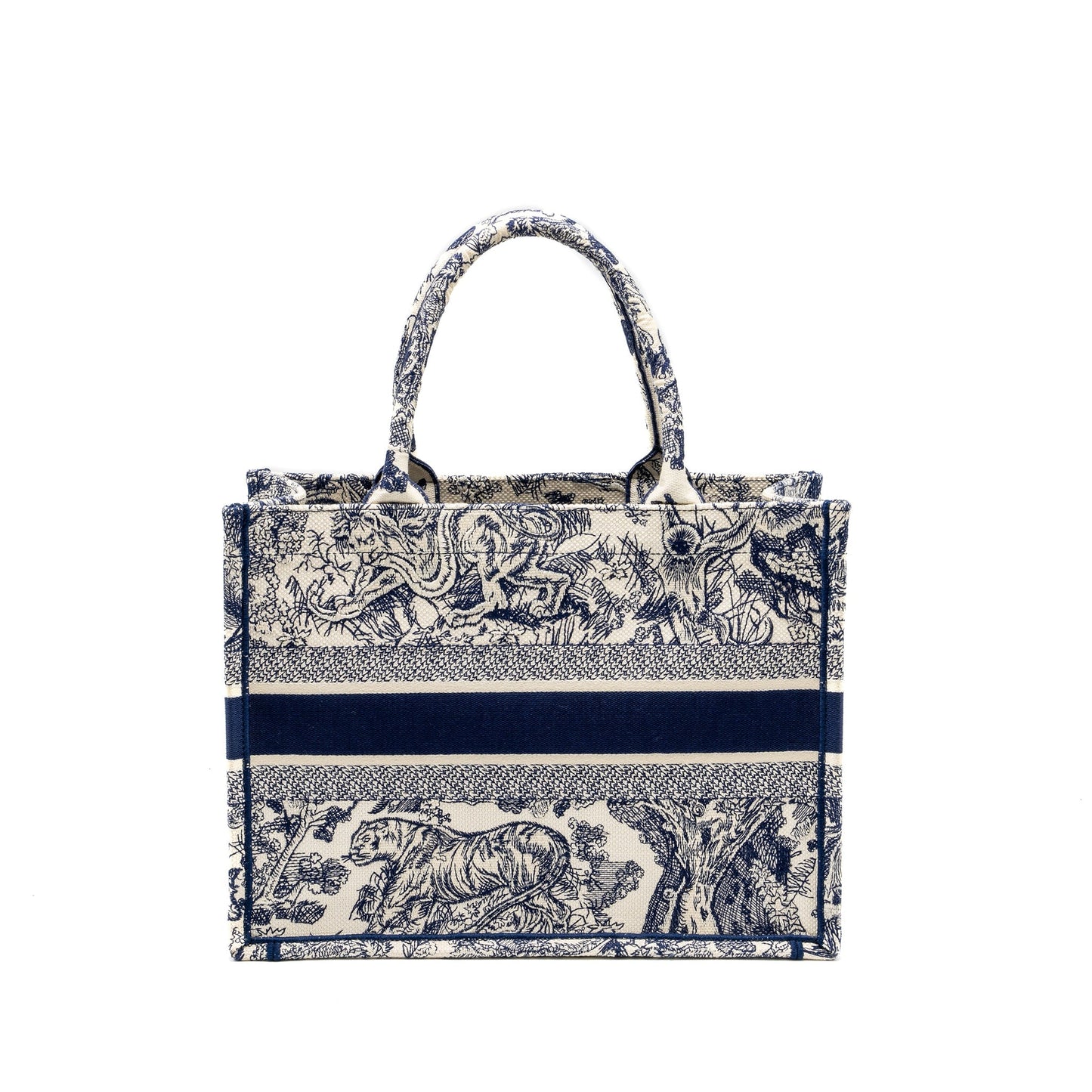 Dior Book Tote Toile De Jouy Embroidery Handbag Canvas Blue Tote Bag