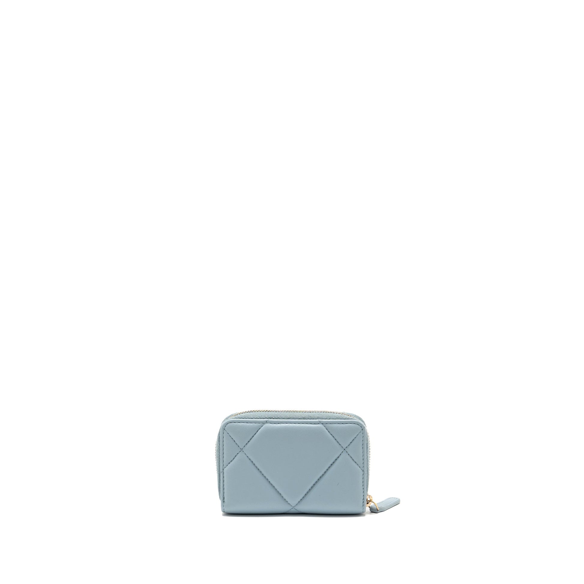 Chanel 19 zip coin purse lambskin light Blue Wallet Case