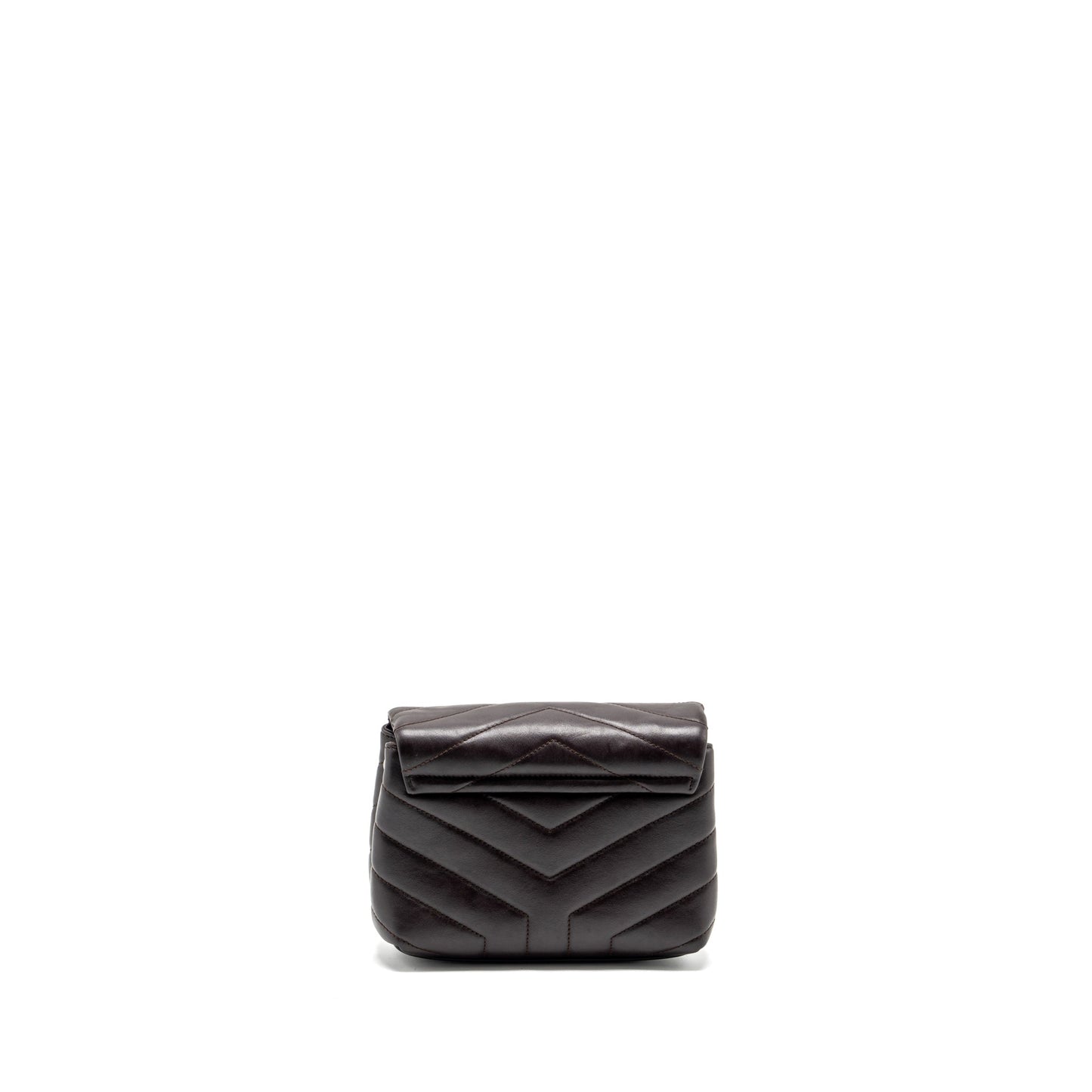 YSL Saint Laurent Loulou Toy Strap Purse Calfskin Travel Bag Brown