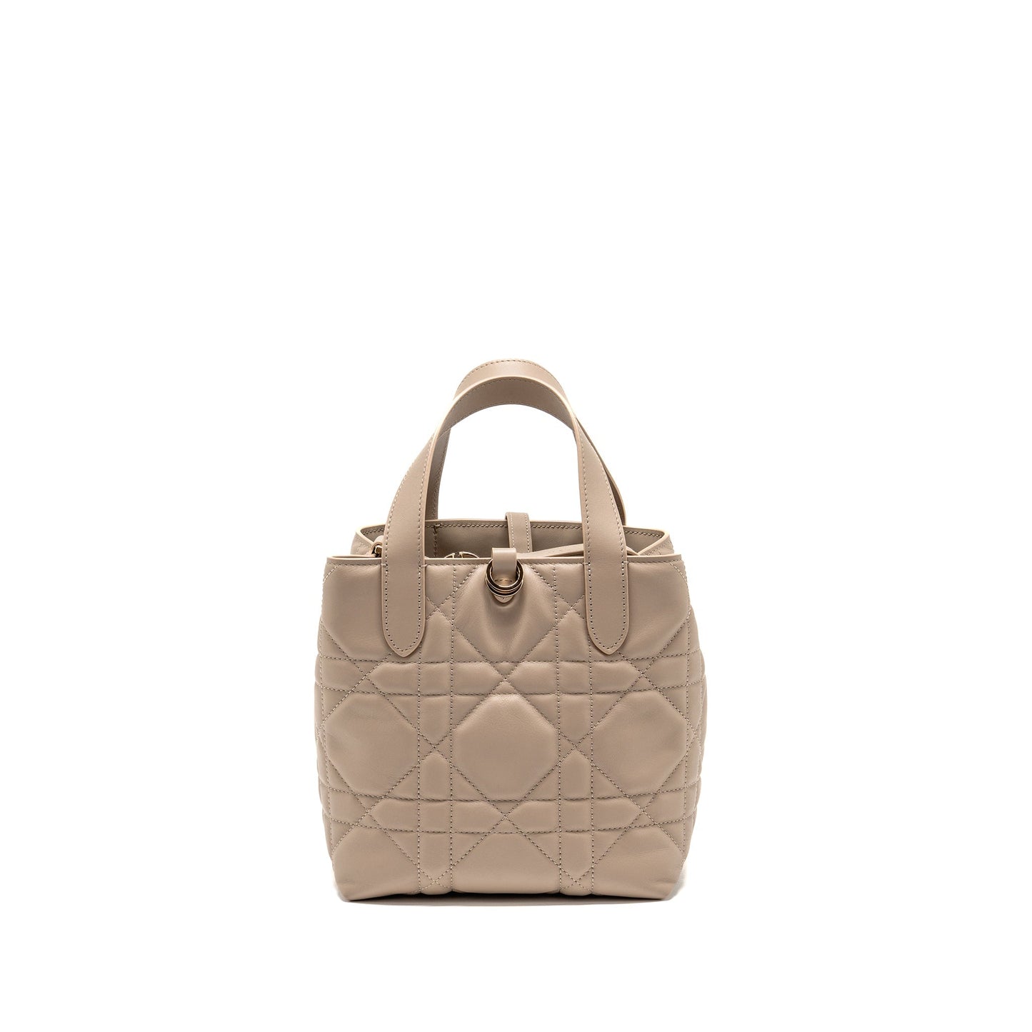 Dior Toujours Tote Purse Macrocannage Calfskin Powder Handbag Beige Small Tote Bag