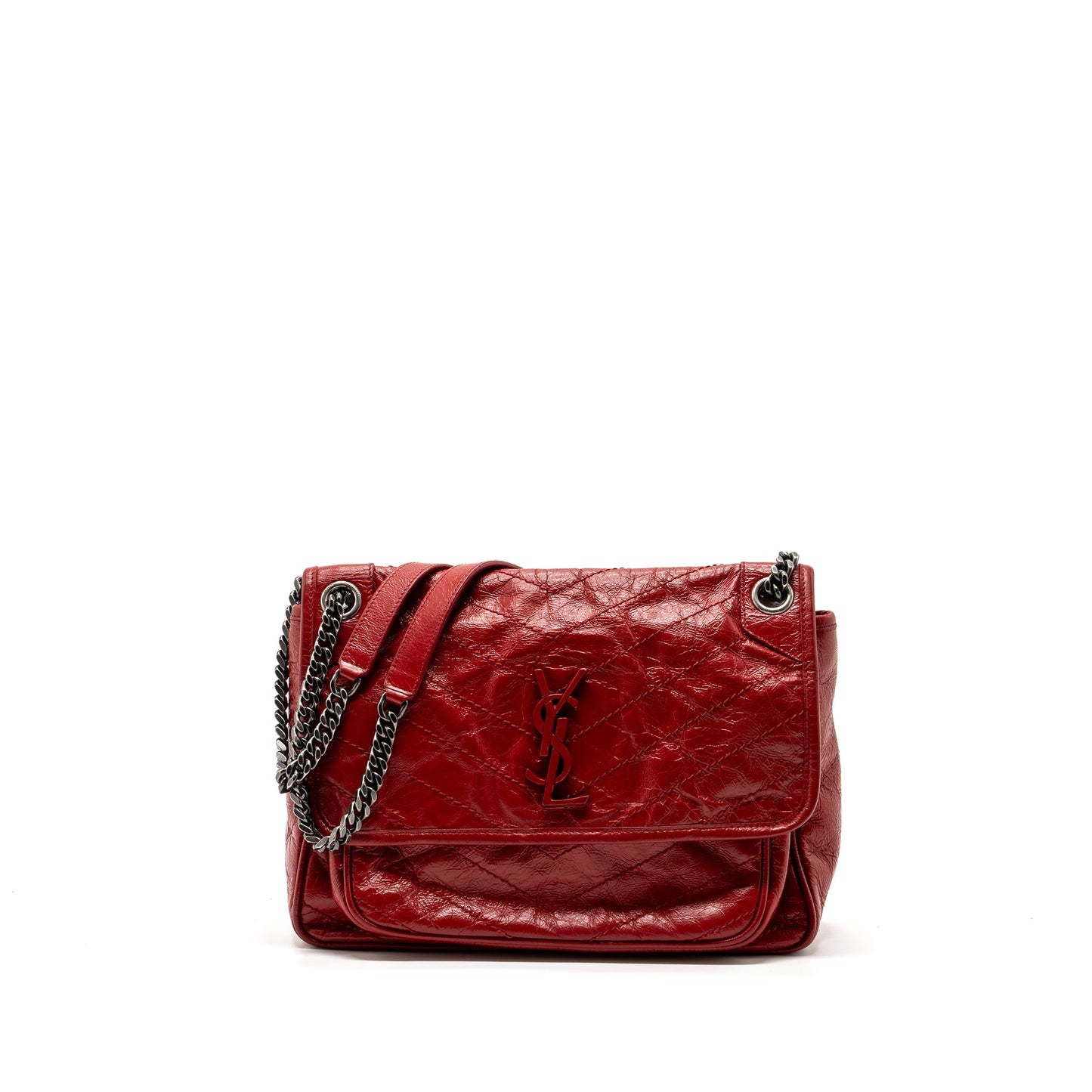 YSL Saint Laurent Saint Laurent Niki Purse Of Calfskin Ruthenium Red Medium Travel Bag