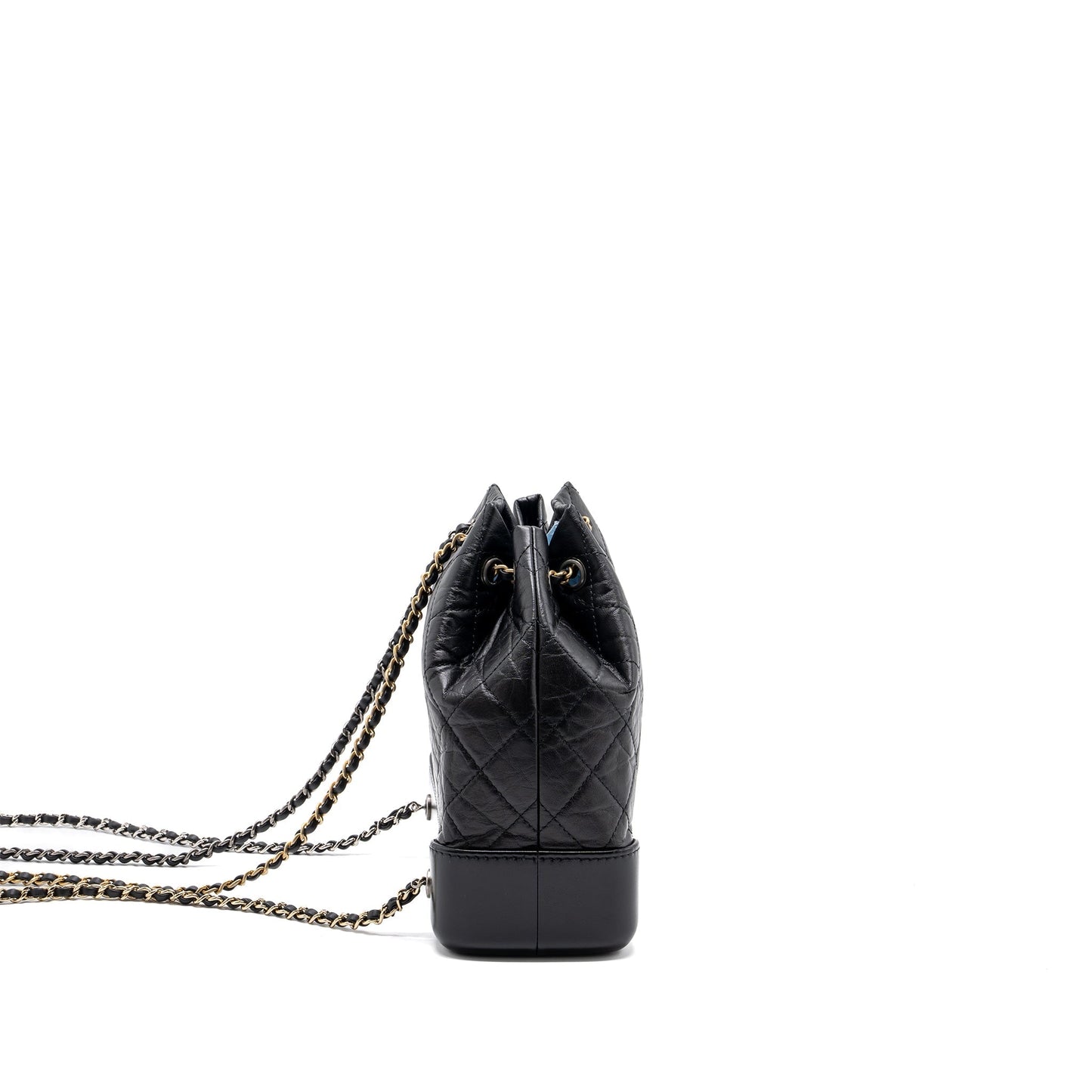 Chanel Gabrielle Backpack Aged Calfskin Ruthenium Hardware Black Small