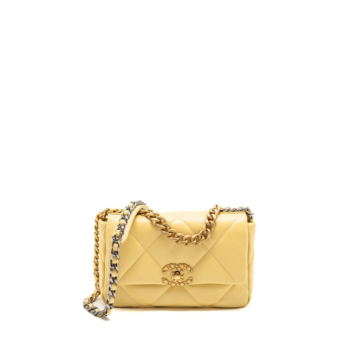 Chanel 19 Lambskin Yellow Hardware Microchip Multicolour Small Handbag