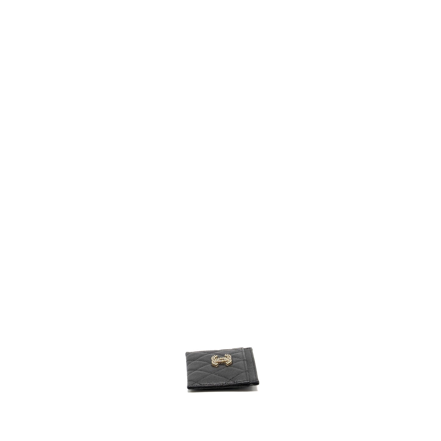 Chanel Detail CC logo Card Holder Caviar Black Wallet Case