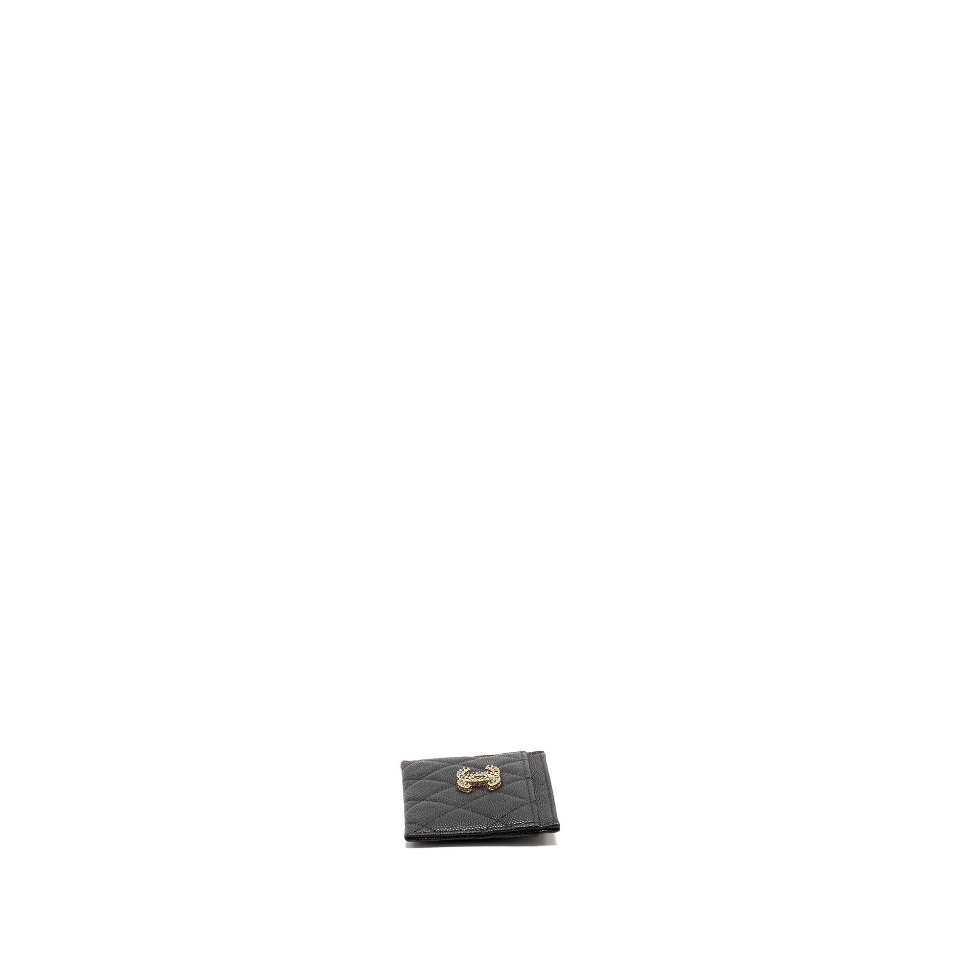 Chanel Detail CC logo Card Holder Caviar Black Wallet Case