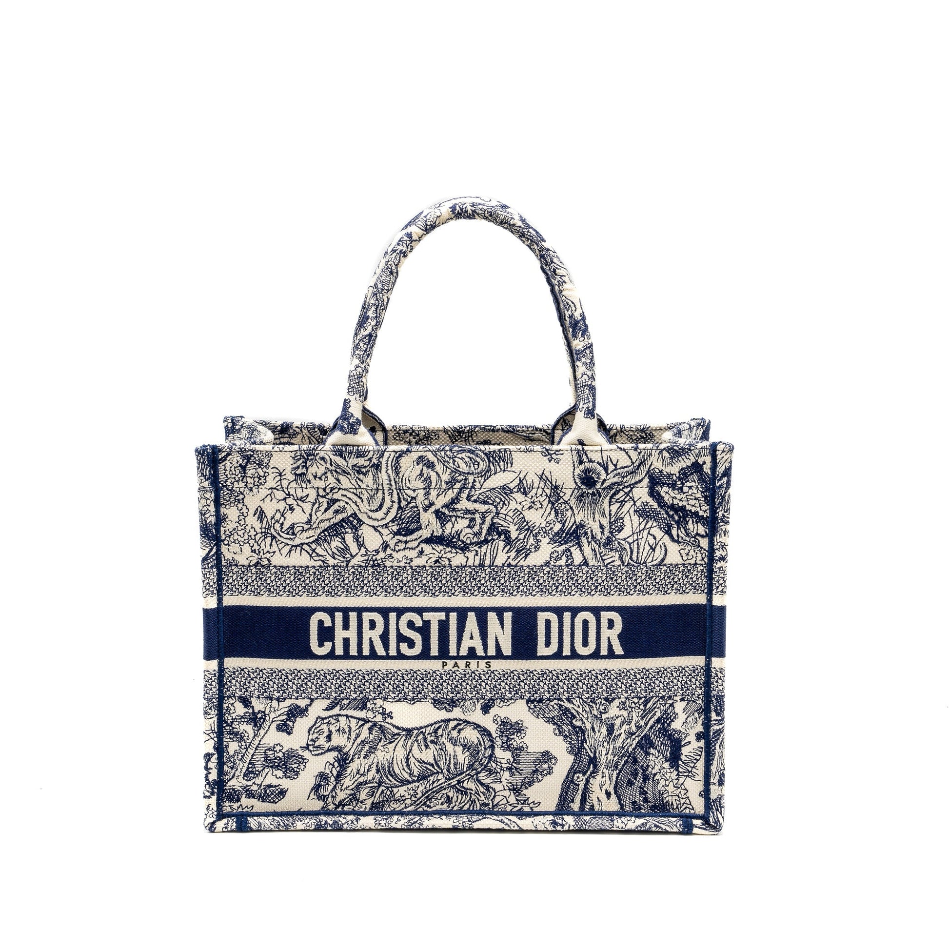 Dior Book Tote Toile De Jouy Embroidery Handbag Canvas Blue Tote Bag