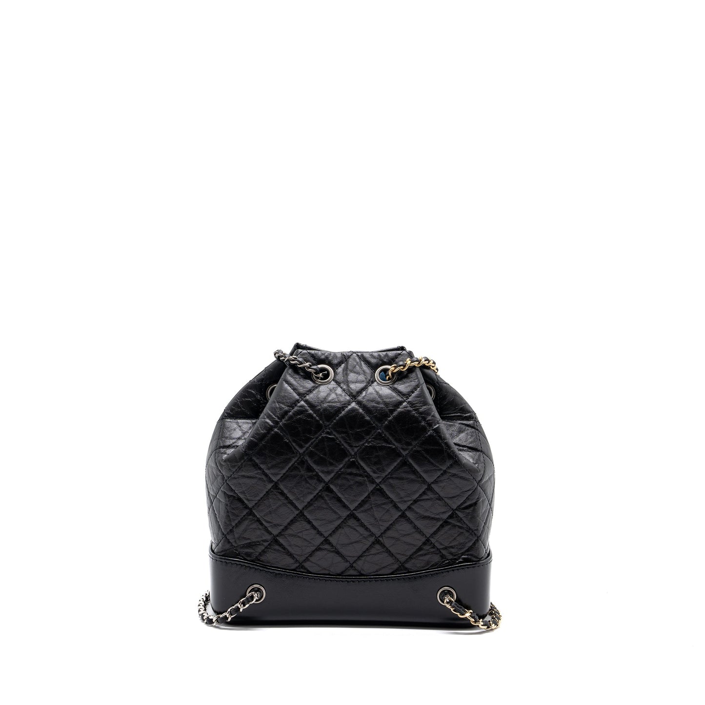 Chanel Gabrielle Backpack Aged Calfskin Ruthenium Hardware Black Small